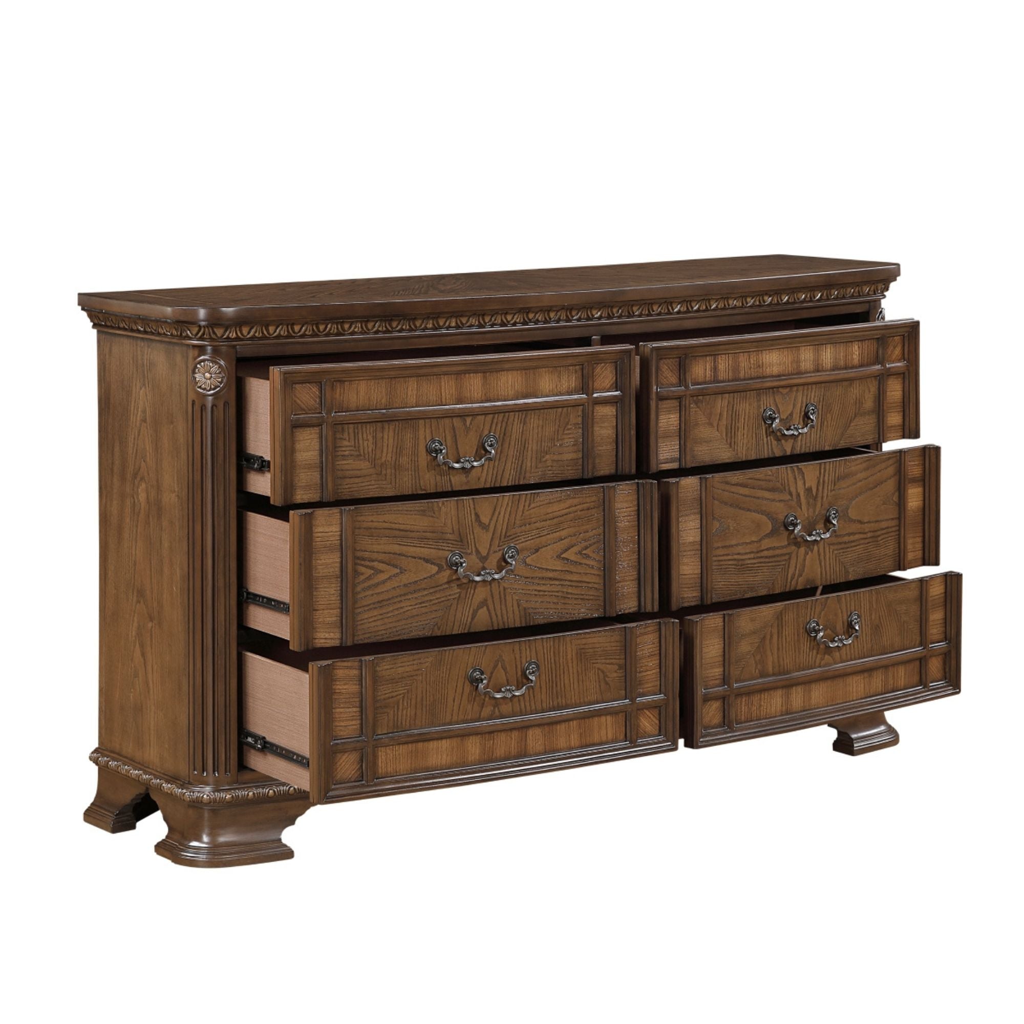 Maz Bridgepoint bedroom set dresser with sleek wood finish and modern design, featuring multiple drawers and a spacious top surface.