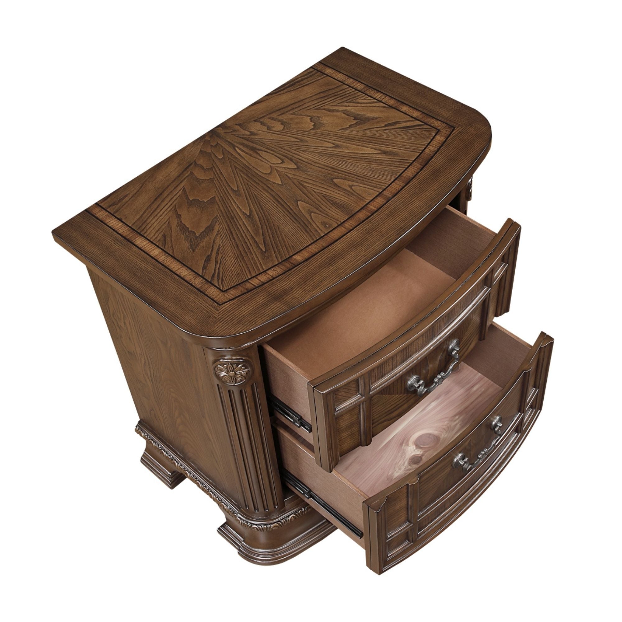 MAZ Bridgepoint bedroom set nightstand with modern design and wood finish, featuring a drawer and open shelf for bedroom storage.