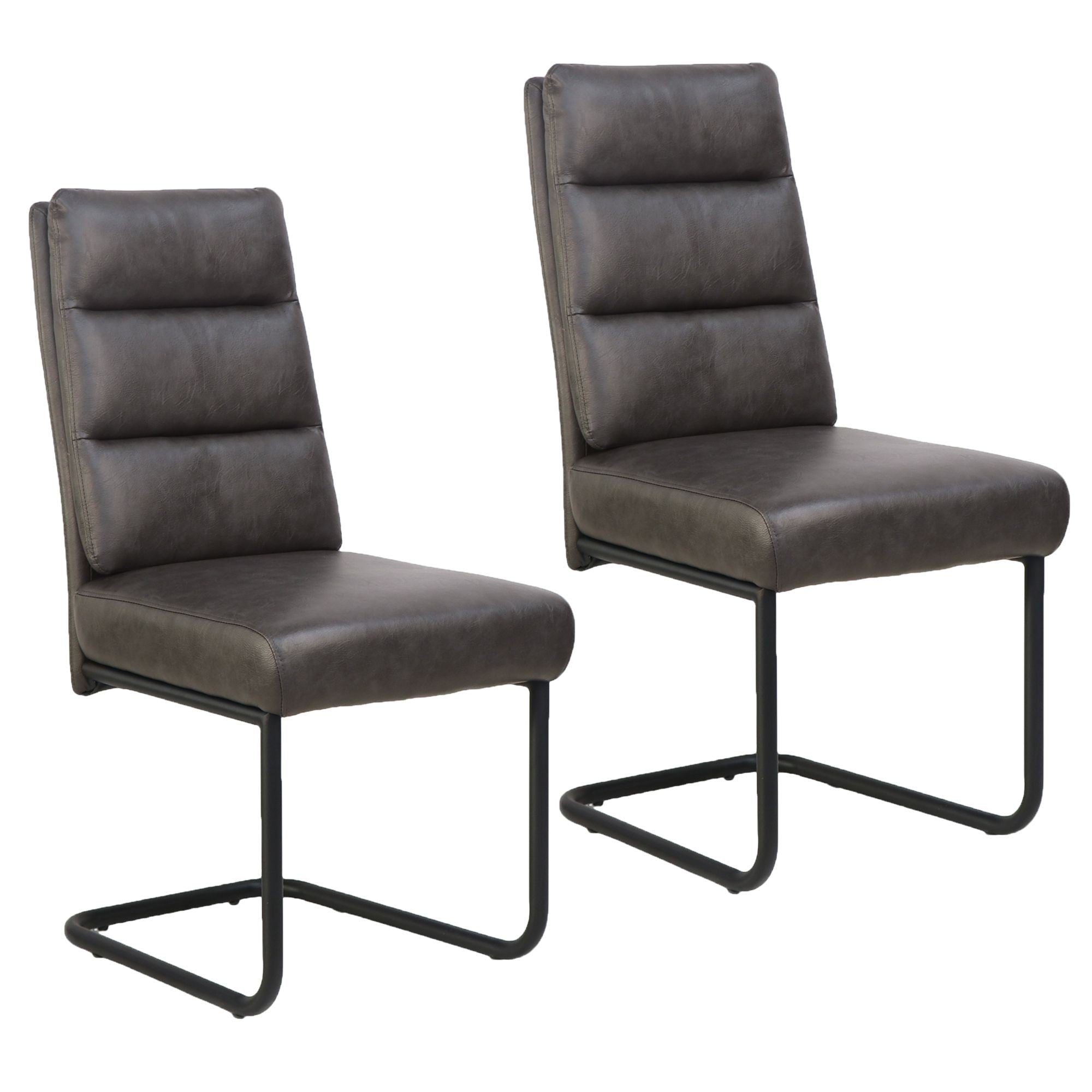 Brodi Dining Chair Char in Charcoal Faux Leather (Set of 2)