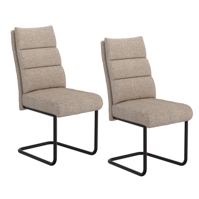 Brodi Dining Chair Char in Mushroom Beige Fabric (Set of 2)