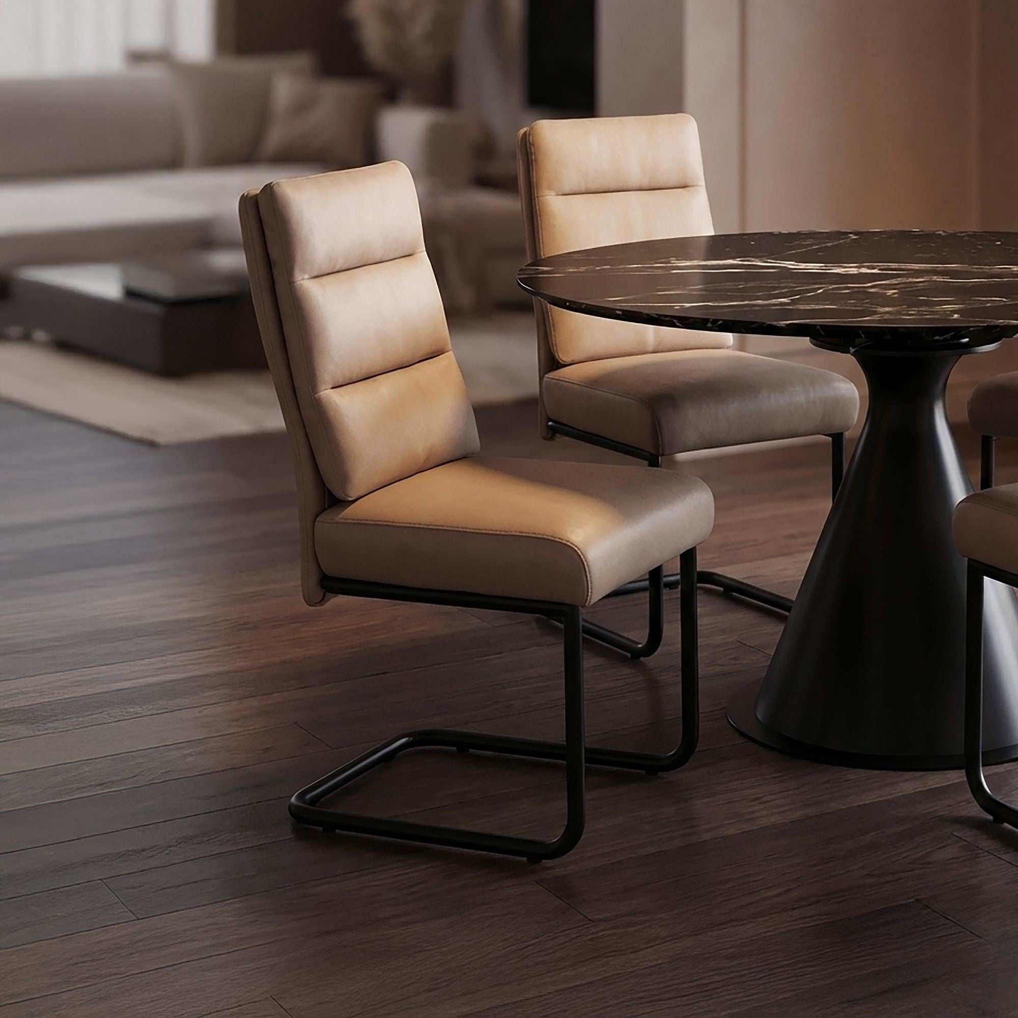 Brodi Dining Chair Char in Mushroom Faux Leather (Set of 2)