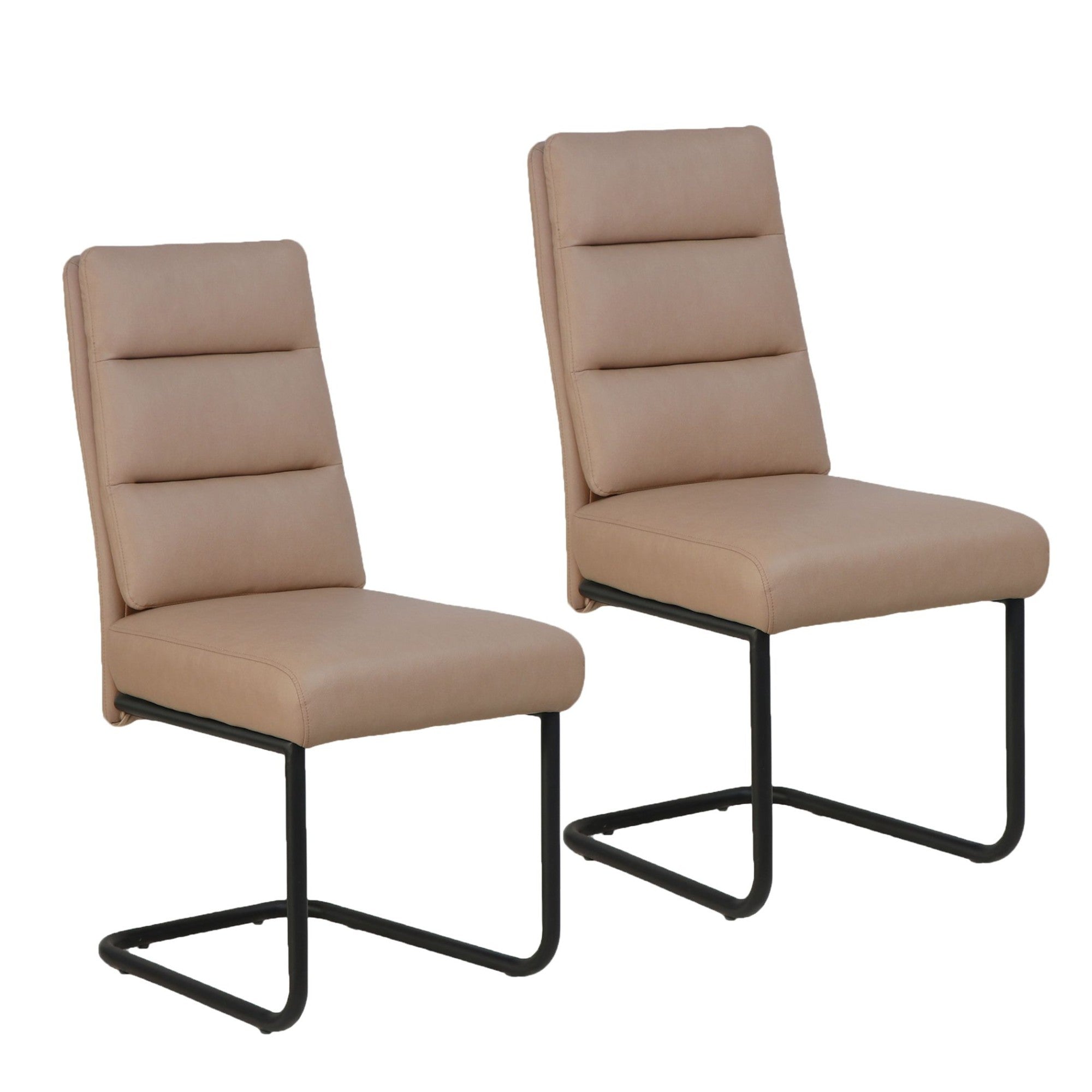 Brodi Dining Chair Char in Mushroom Faux Leather (Set of 2)