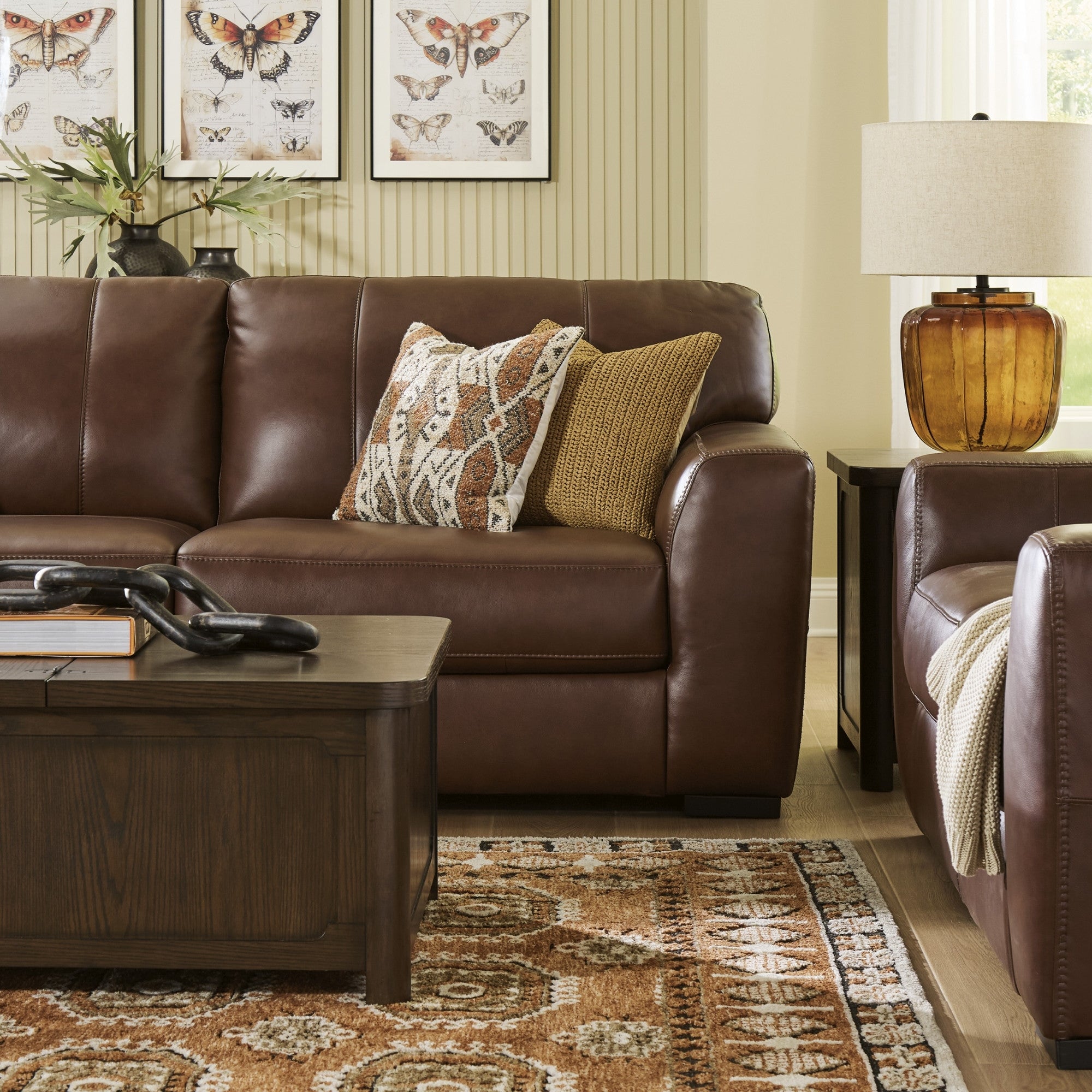 Brogliano Top Grain Leather Sofa Brown