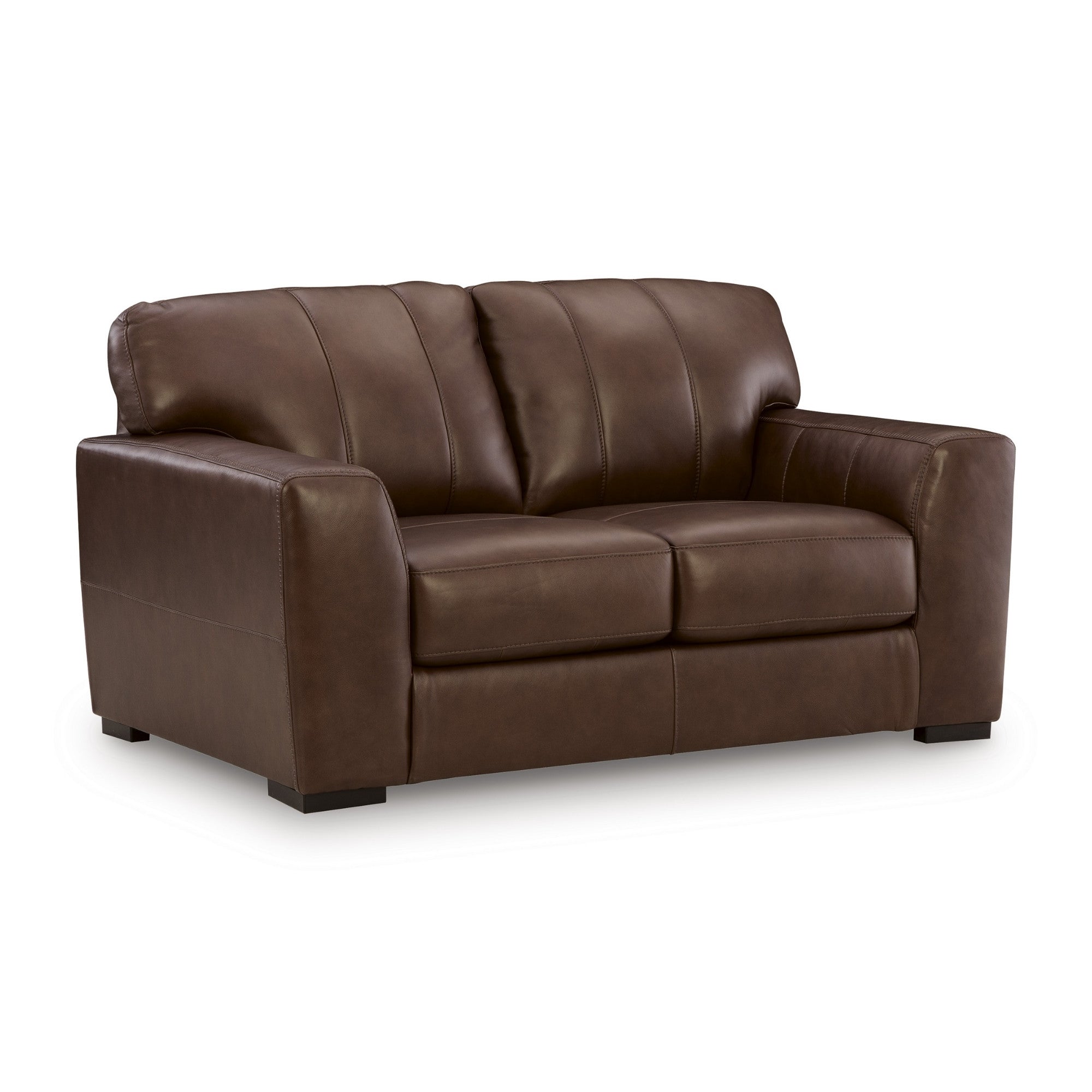 Brogliano Top Grain Leather loveseat Brown