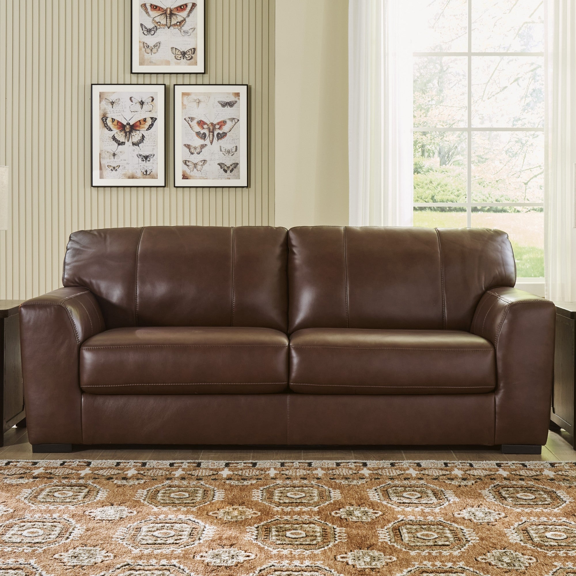 Brogliano Top Grain Leather Sofa Brown