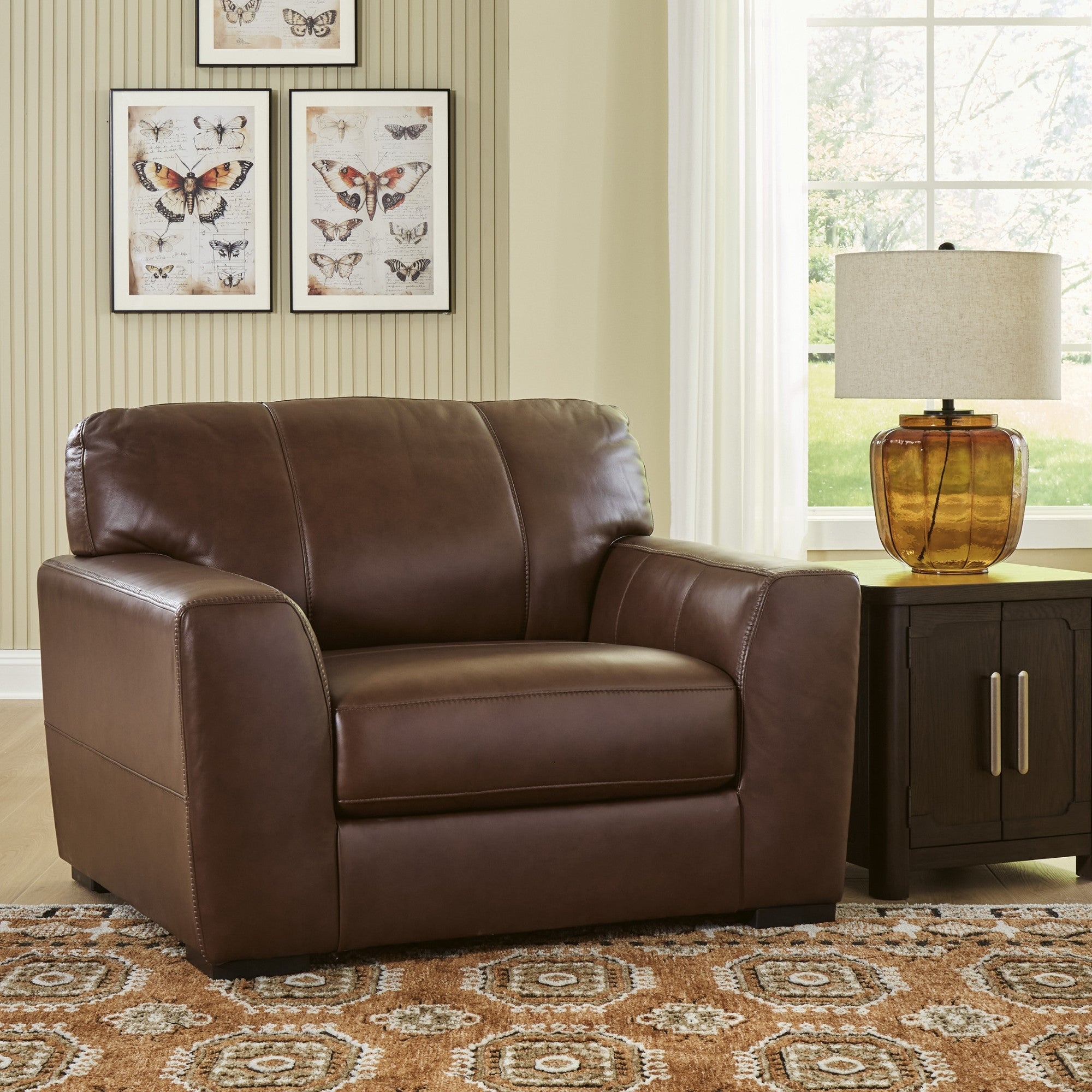 Brogliano Top Grain Leather Oversize Chair Brown