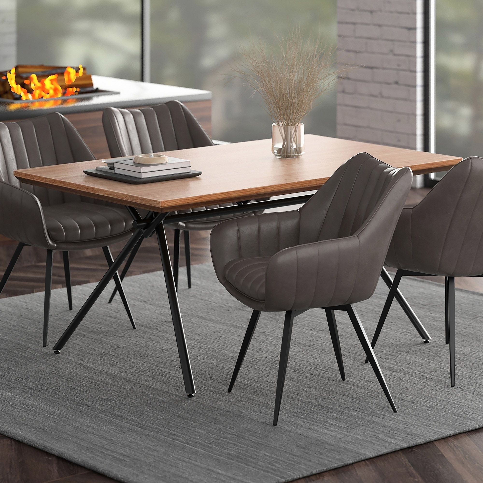 Bronx 63" Rectangular Dining Table Natural and Black