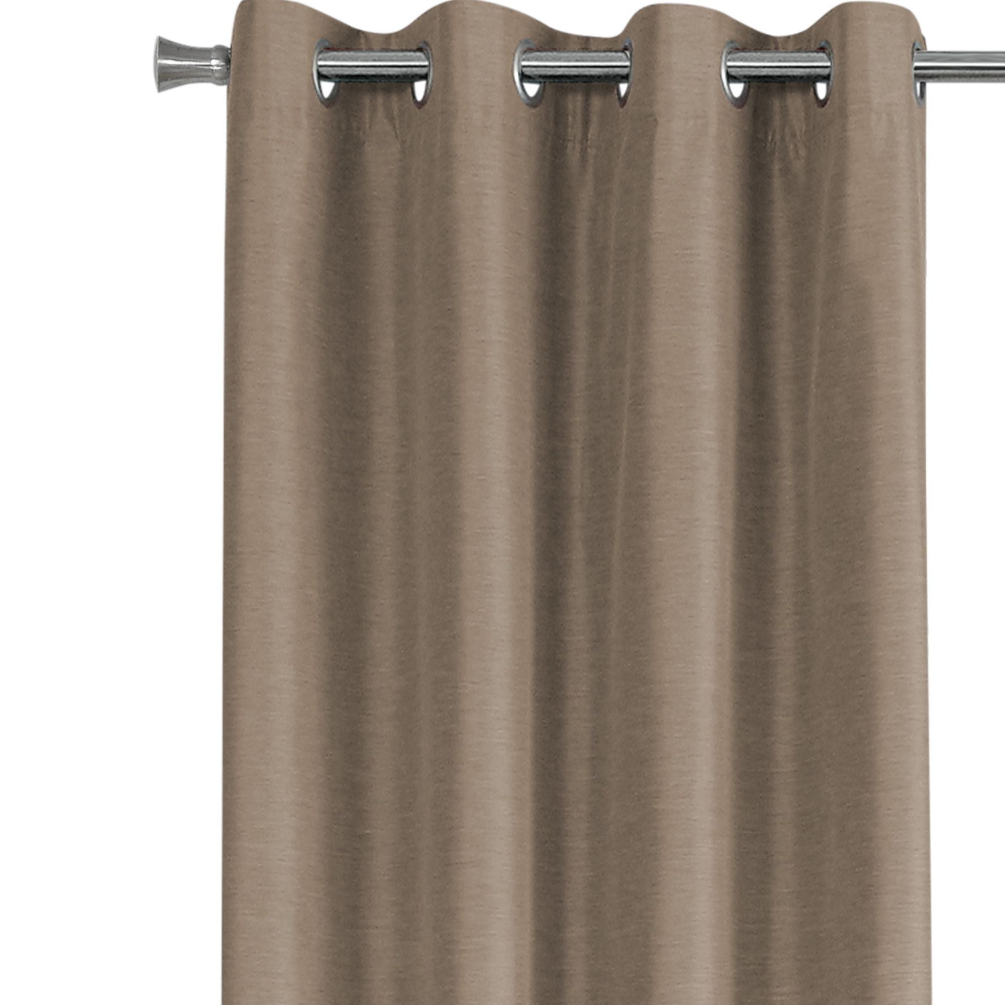 Brown blackout curtain panel set by Monarch Specialties, two 52-inch wide curtain panels in brown and black, ideal for blocking light.