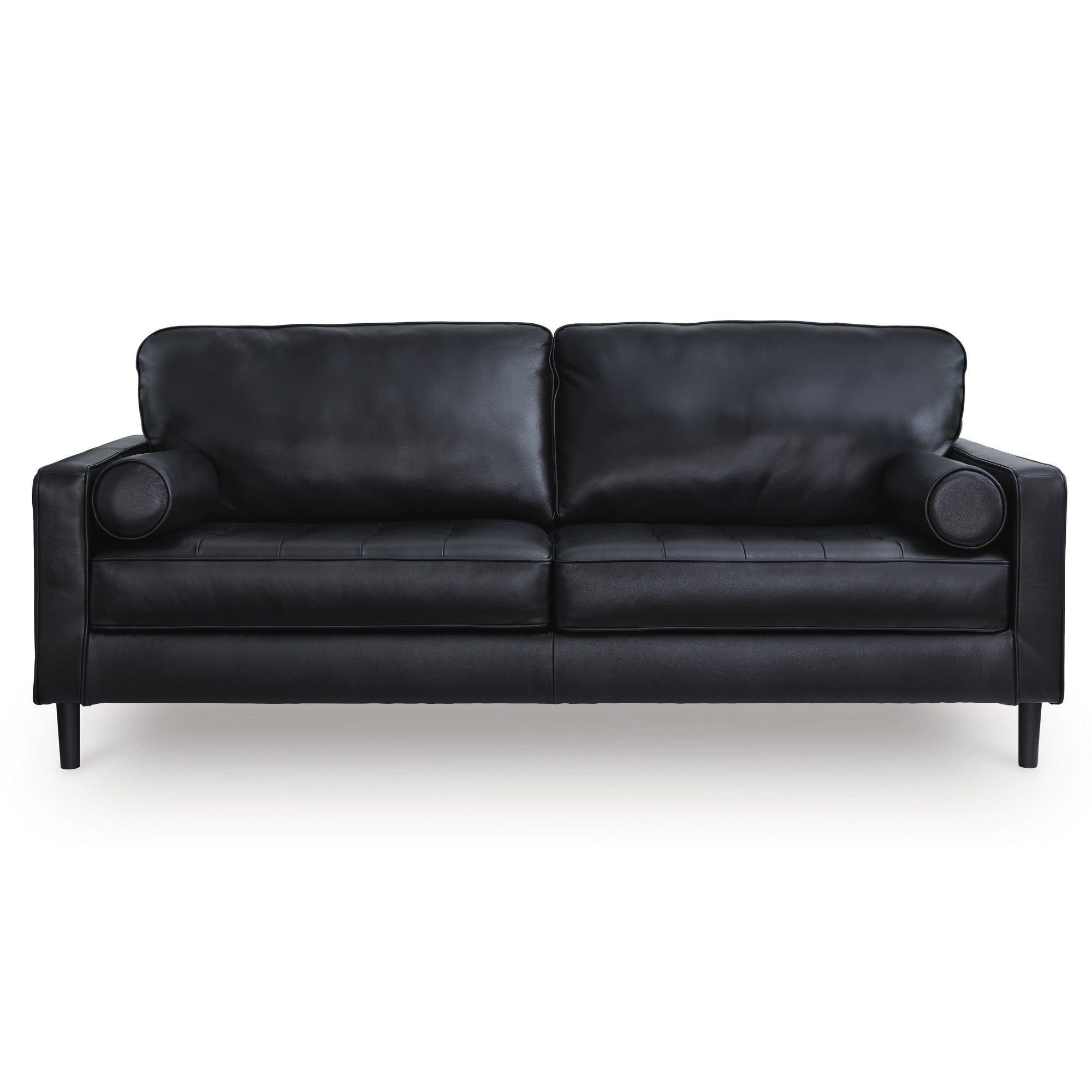 Bryceview Top Grain Leather Sofa Set Black