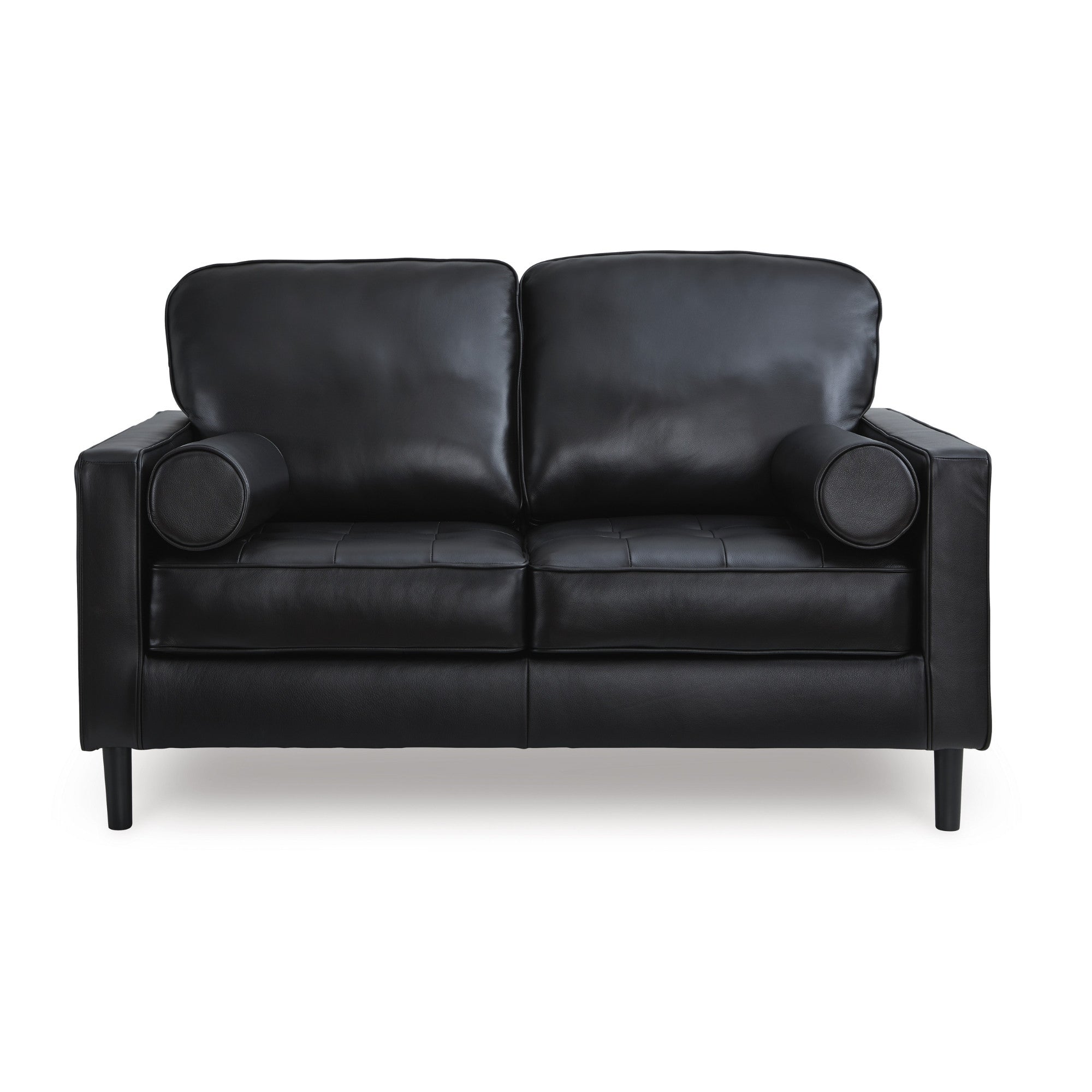 Bryceview Top Grain Leather Sofa Set Black