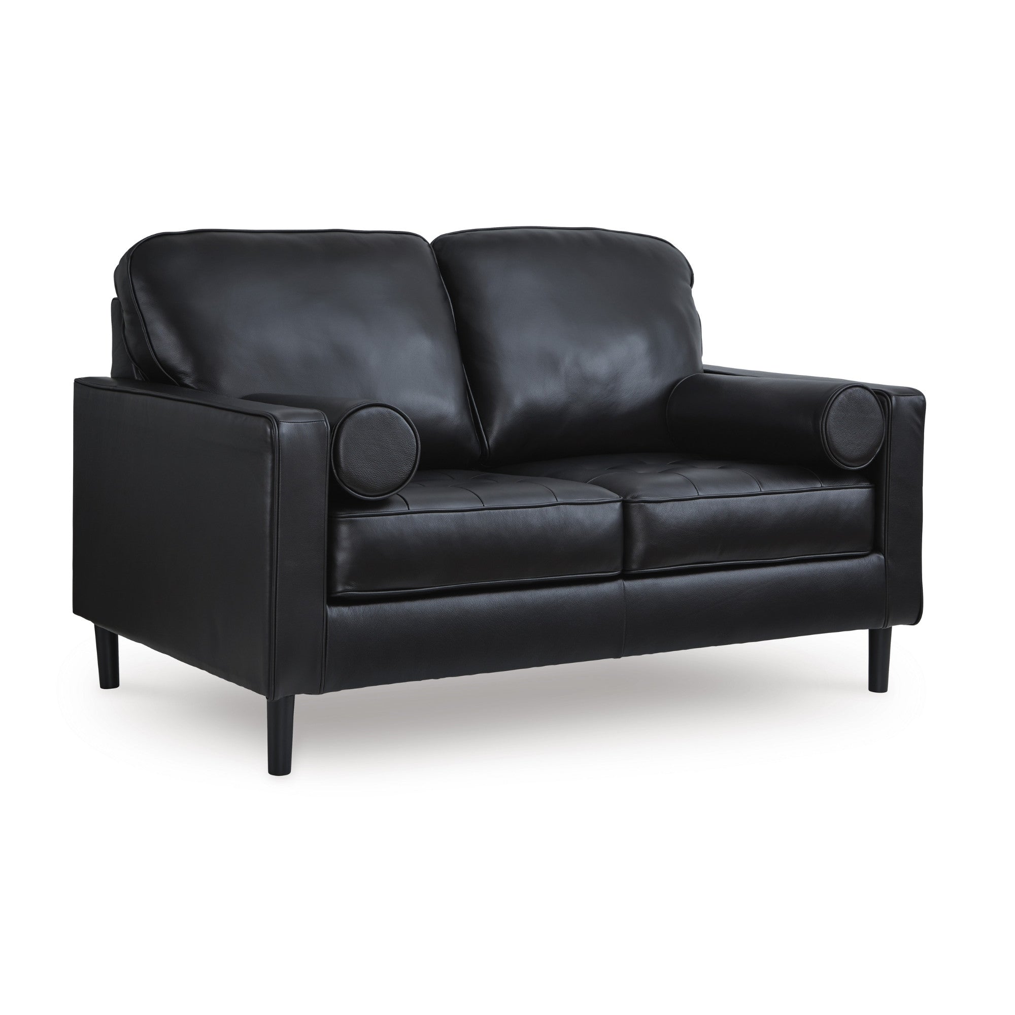 Bryceview Top Grain Leather Sofa Set Black