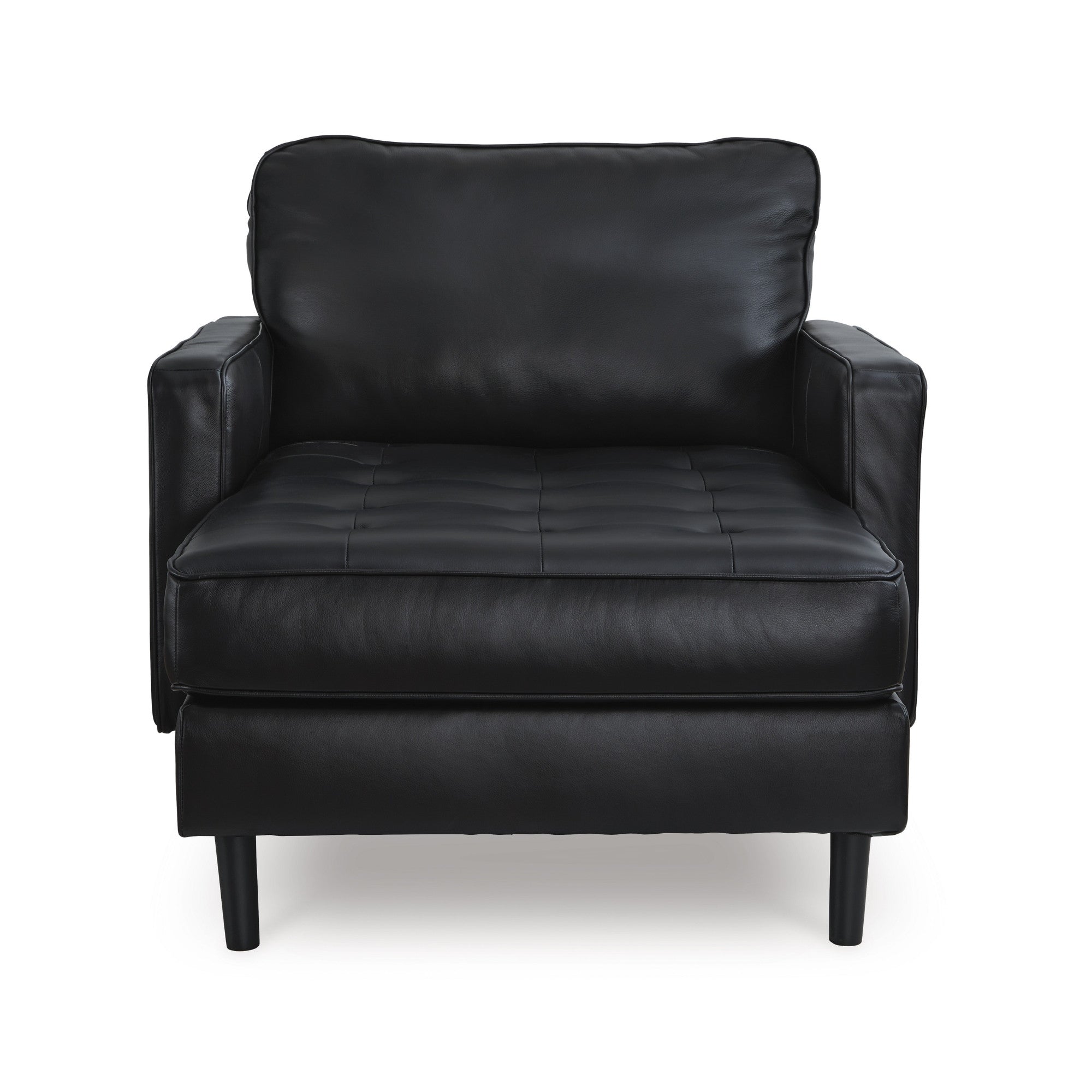 Bryceview Top Grain Leather Sofa Set Black