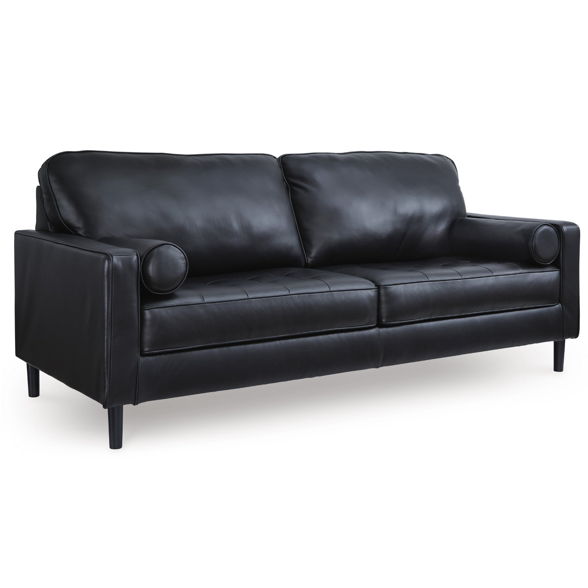 Bryceview Top Grain Leather Sofa Set Black