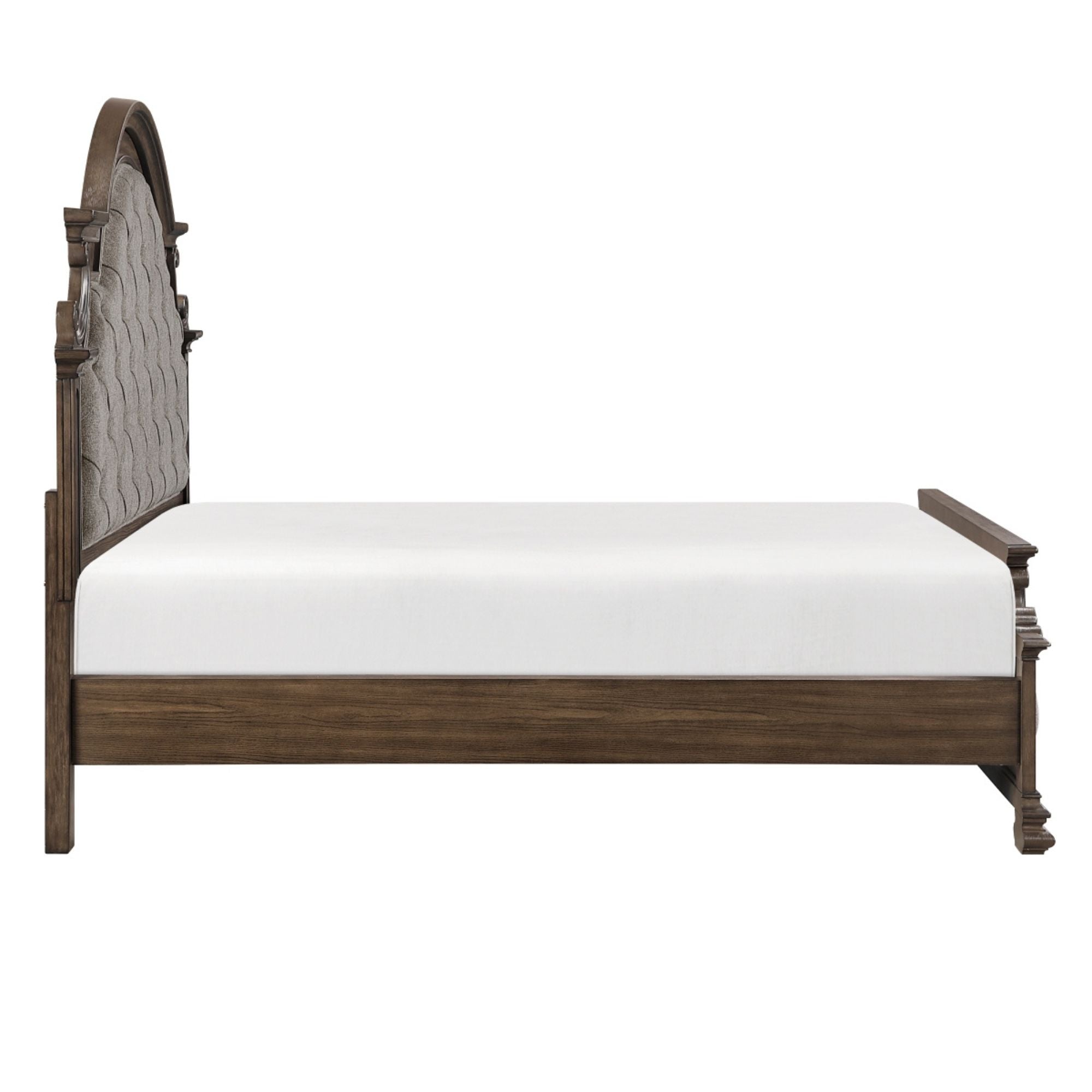 Mahogany Buckingham Bed by MAZ with a classic frame and plush upholstery, shown in a cozy bedroom setting.