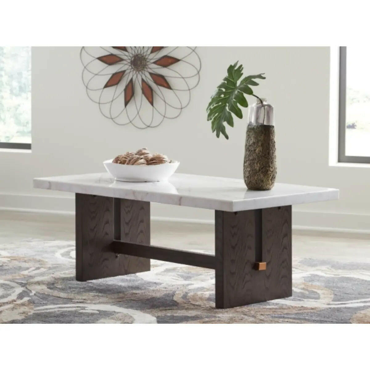Signature Design by Ashley Burkhaus cocktail table with a sleek, modern wood finish and sturdy square legs.