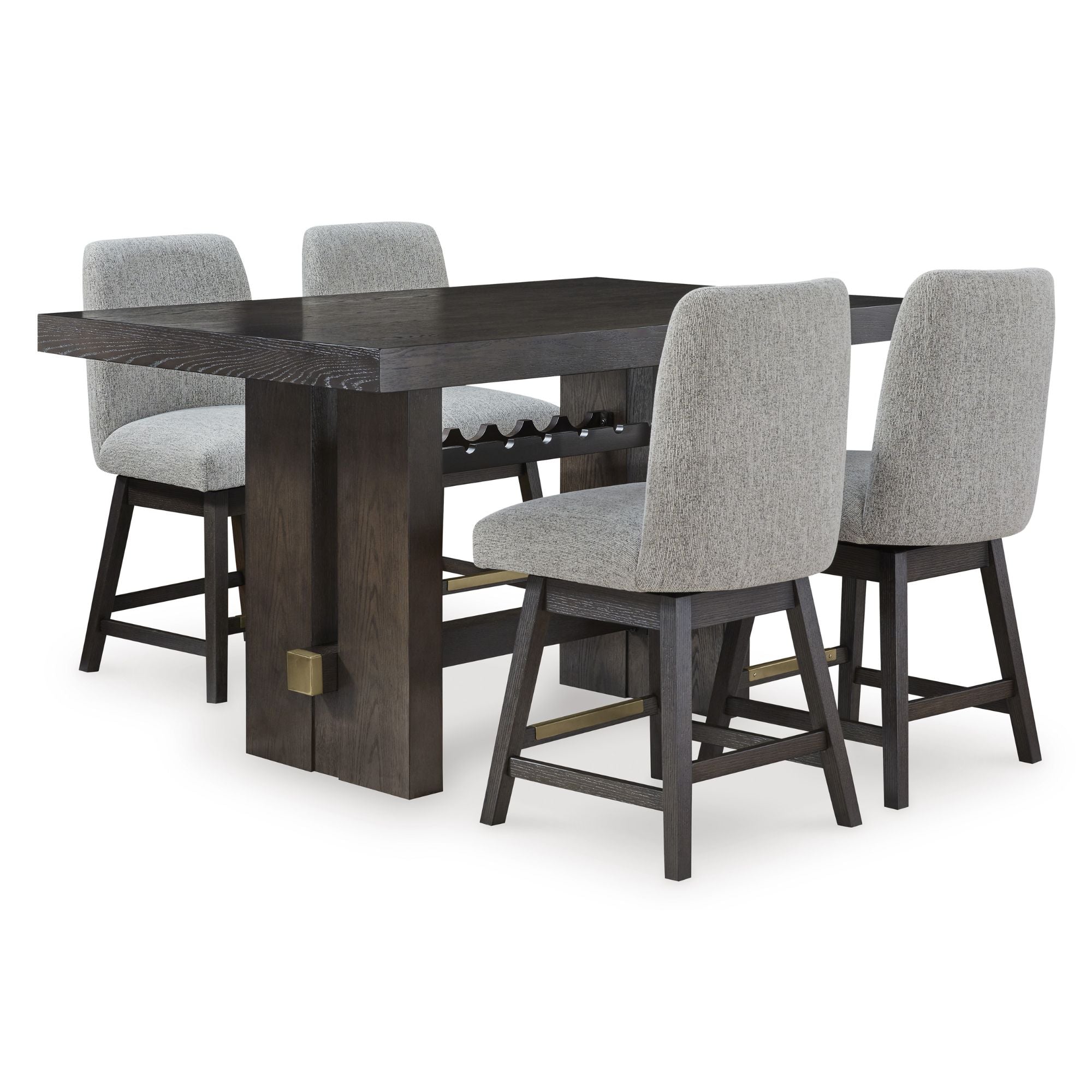 Dark brown Burkhaus RECT counter height dining table by Signature Ashley, showcasing sleek wood finish and modern design.