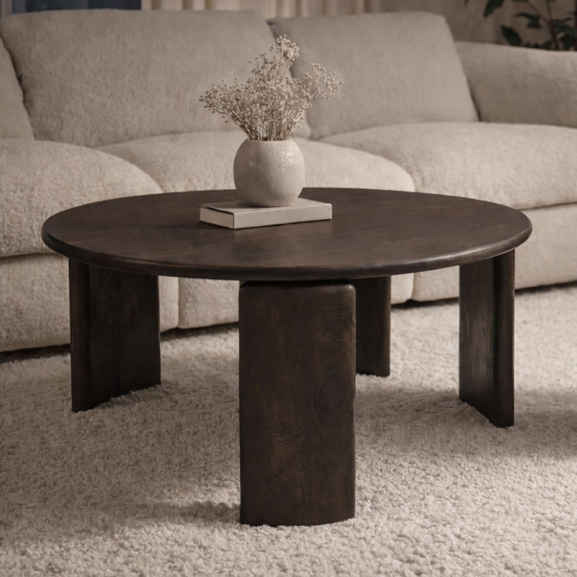 Table d'appoint ronde Reyna avec rangement noire et blanche