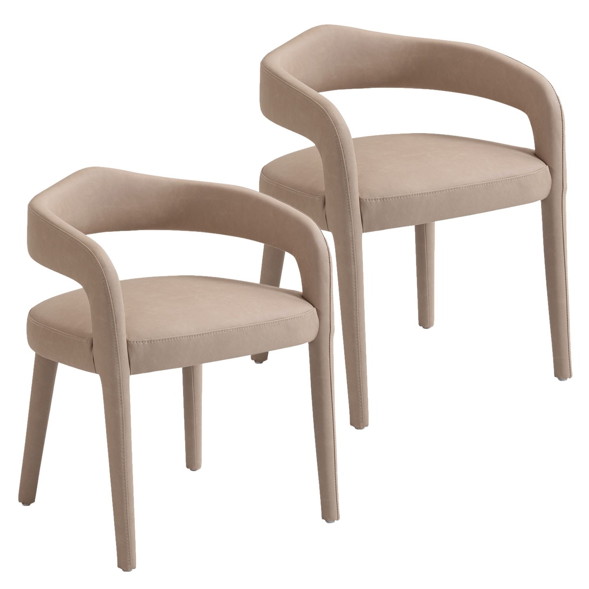 Chaise de salle à manger Caspian moderne du milieu du siècle, couleur sable (lot de 2)
