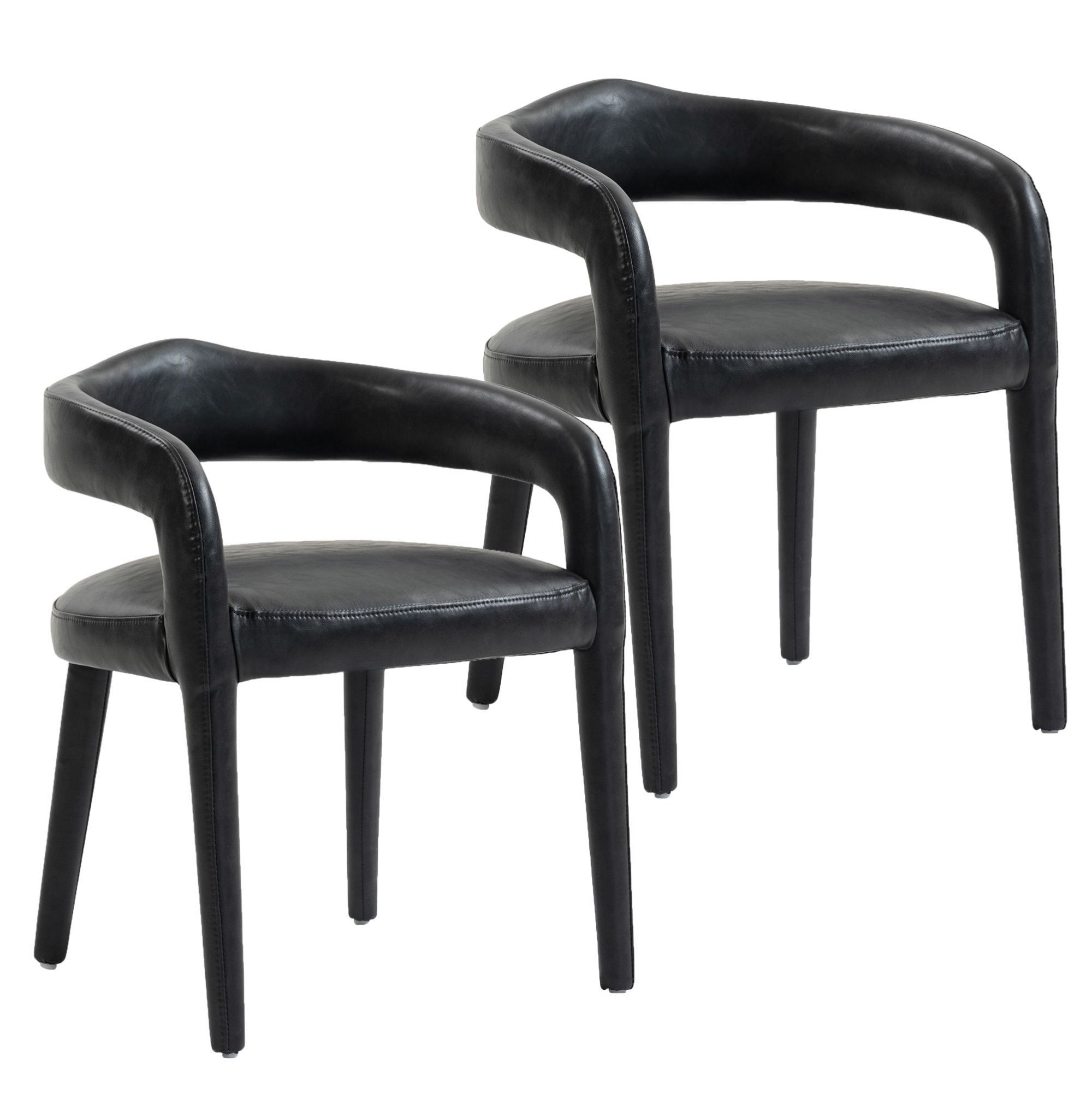 Chaise de salle à manger Caspian moderne du milieu du siècle, couleur sable (lot de 2)