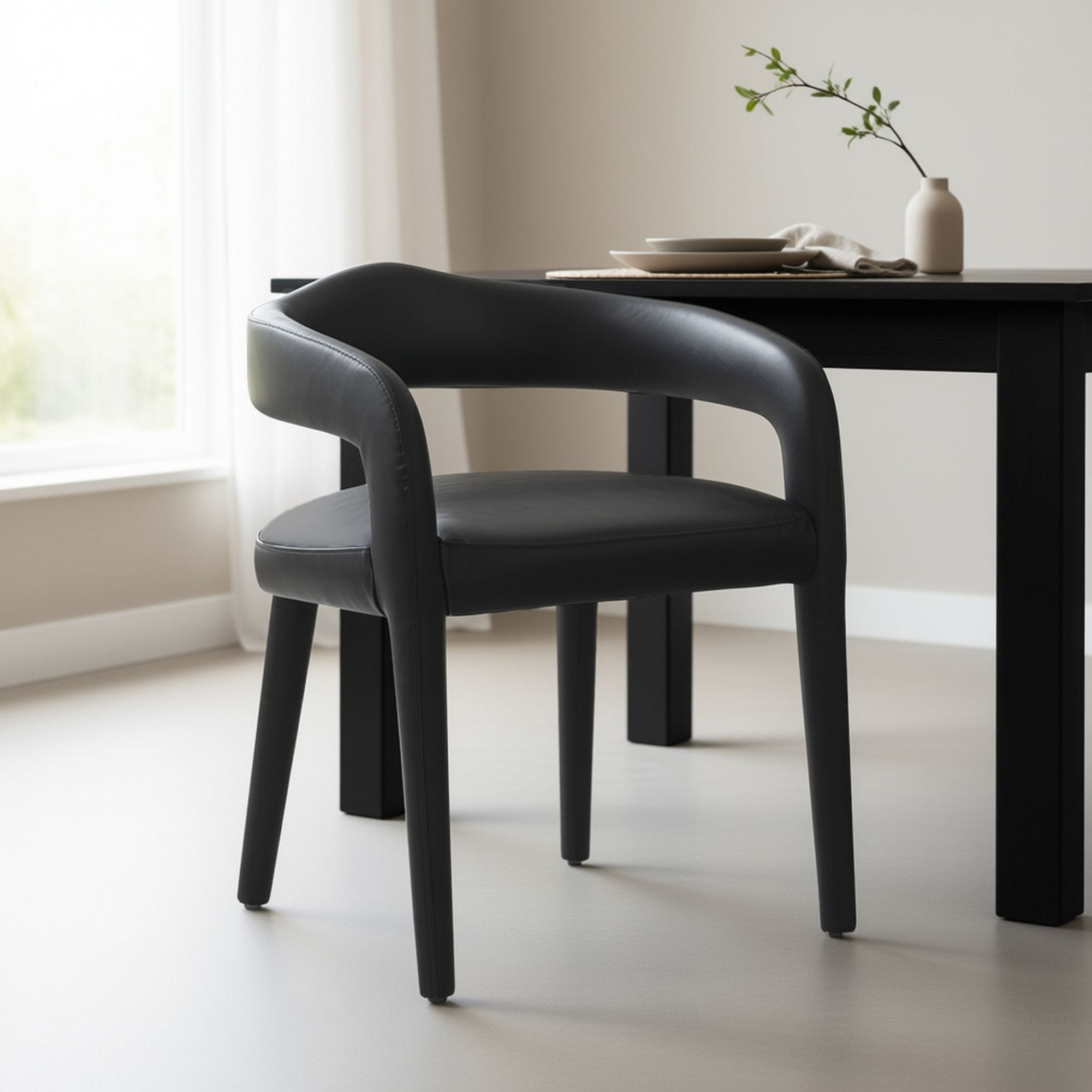 Chaise de salle à manger Caspian moderne du milieu du siècle, couleur sable (lot de 2)