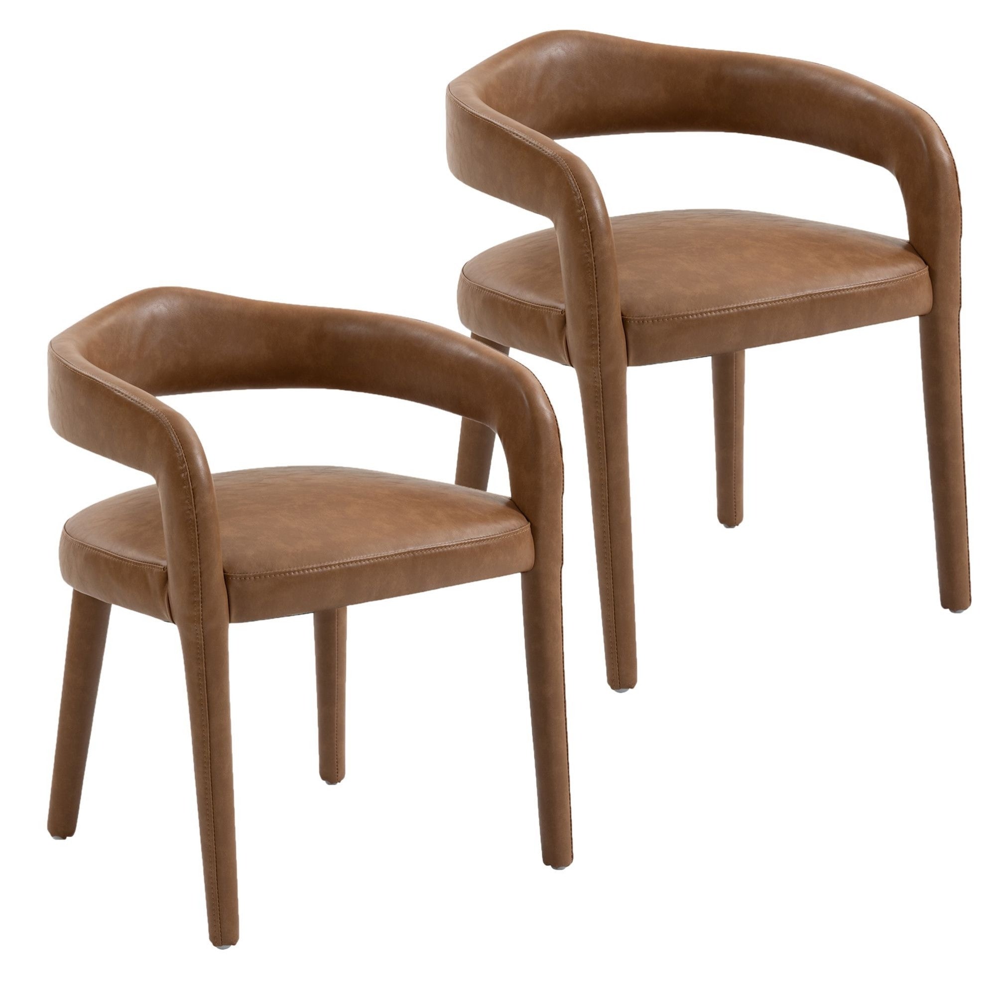 Chaise de salle à manger Caspian moderne du milieu du siècle, couleur sable (lot de 2)