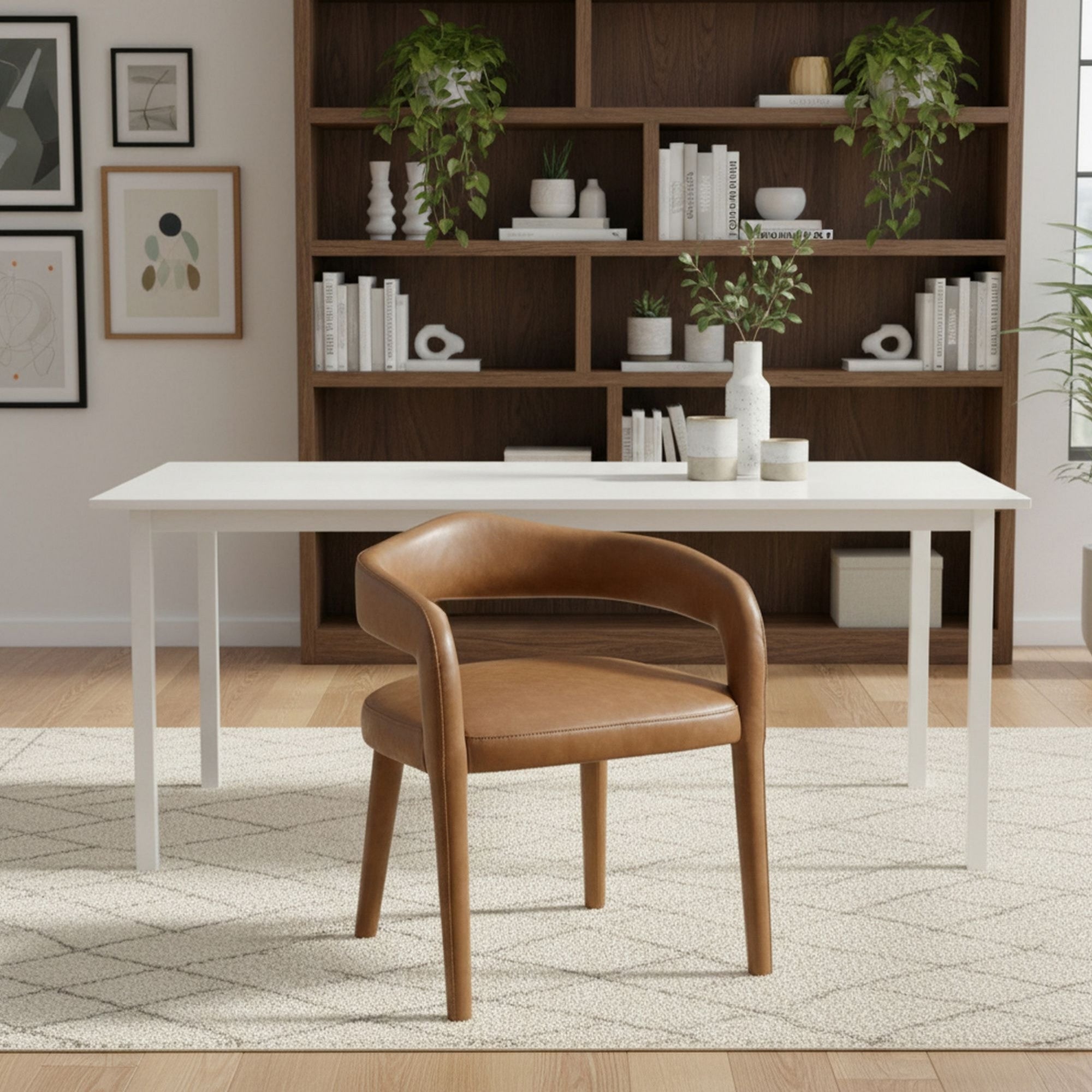 Chaise de salle à manger Caspian moderne du milieu du siècle, couleur sable (lot de 2)