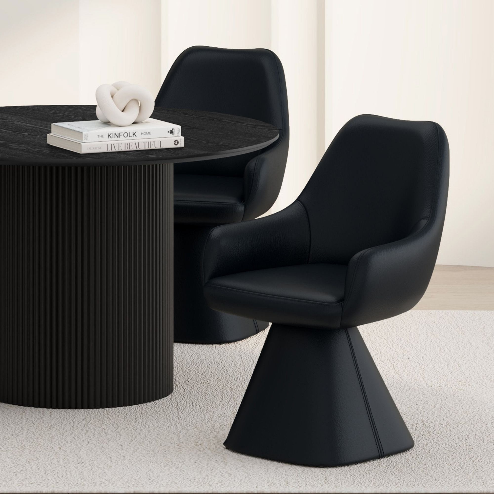 Caprese Swivel Dining Chair and Accent Chair in Black