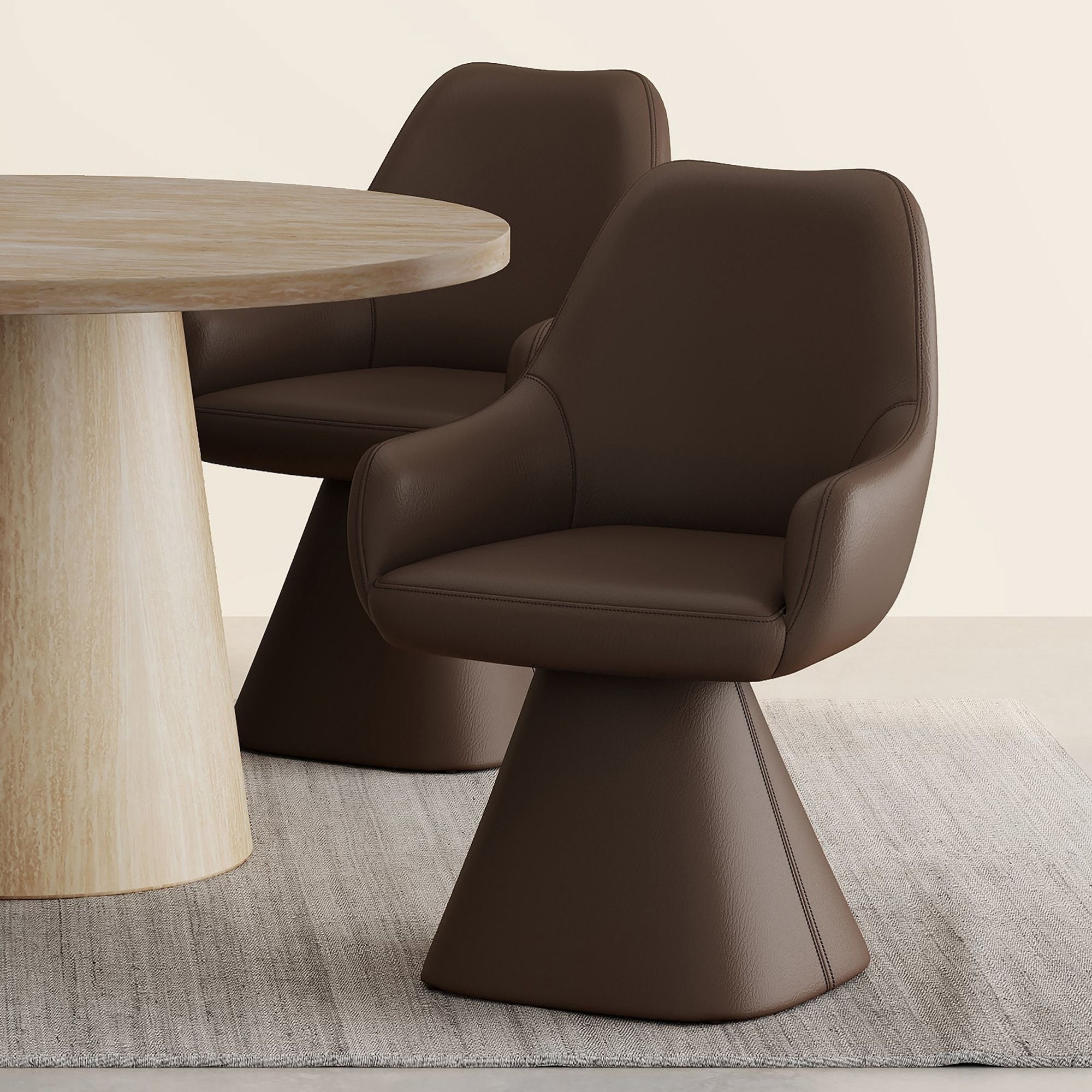 Caprese Swivel Dining Chair and Accent Chair in Brown