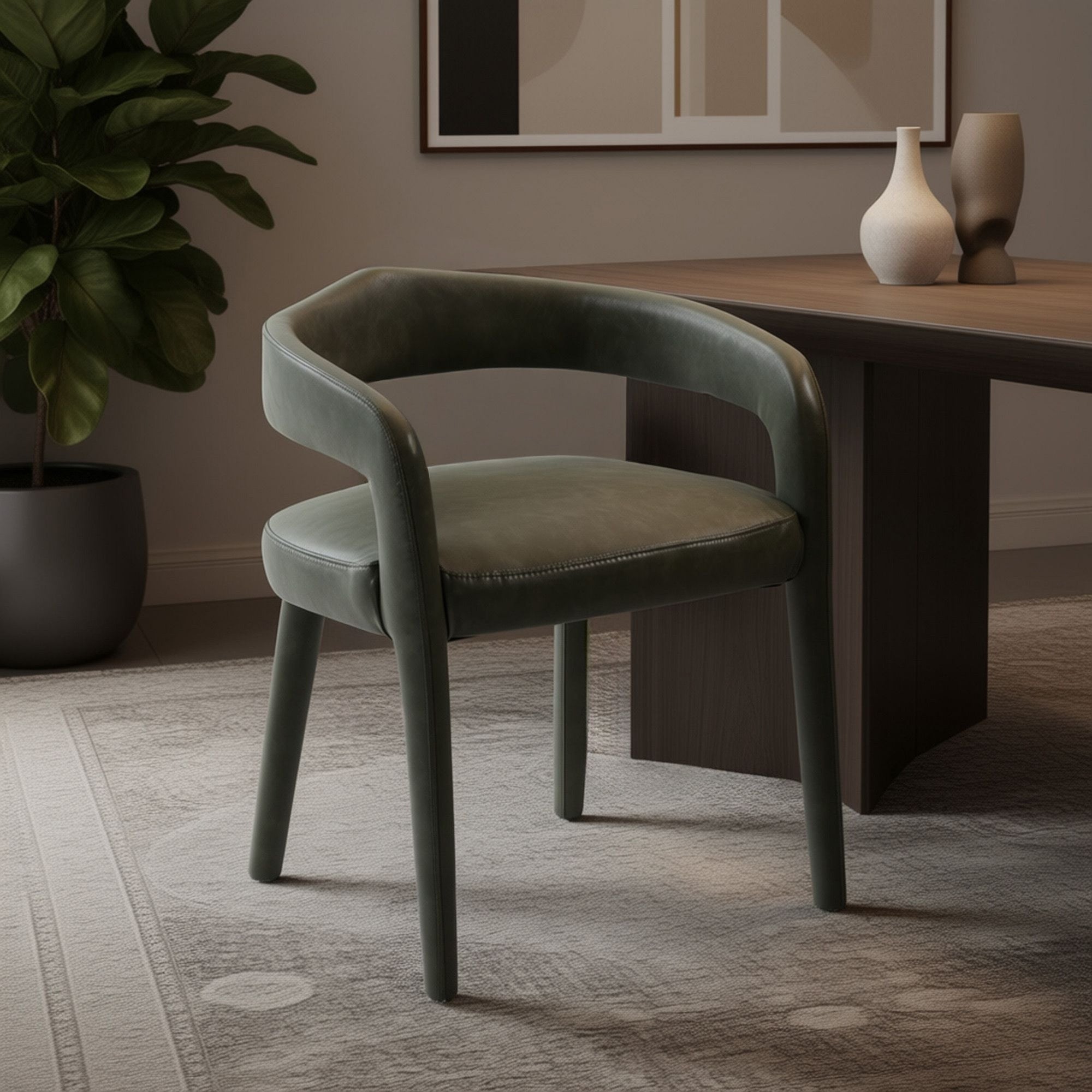 Chaise de salle à manger Caspian moderne du milieu du siècle, couleur sable (lot de 2)