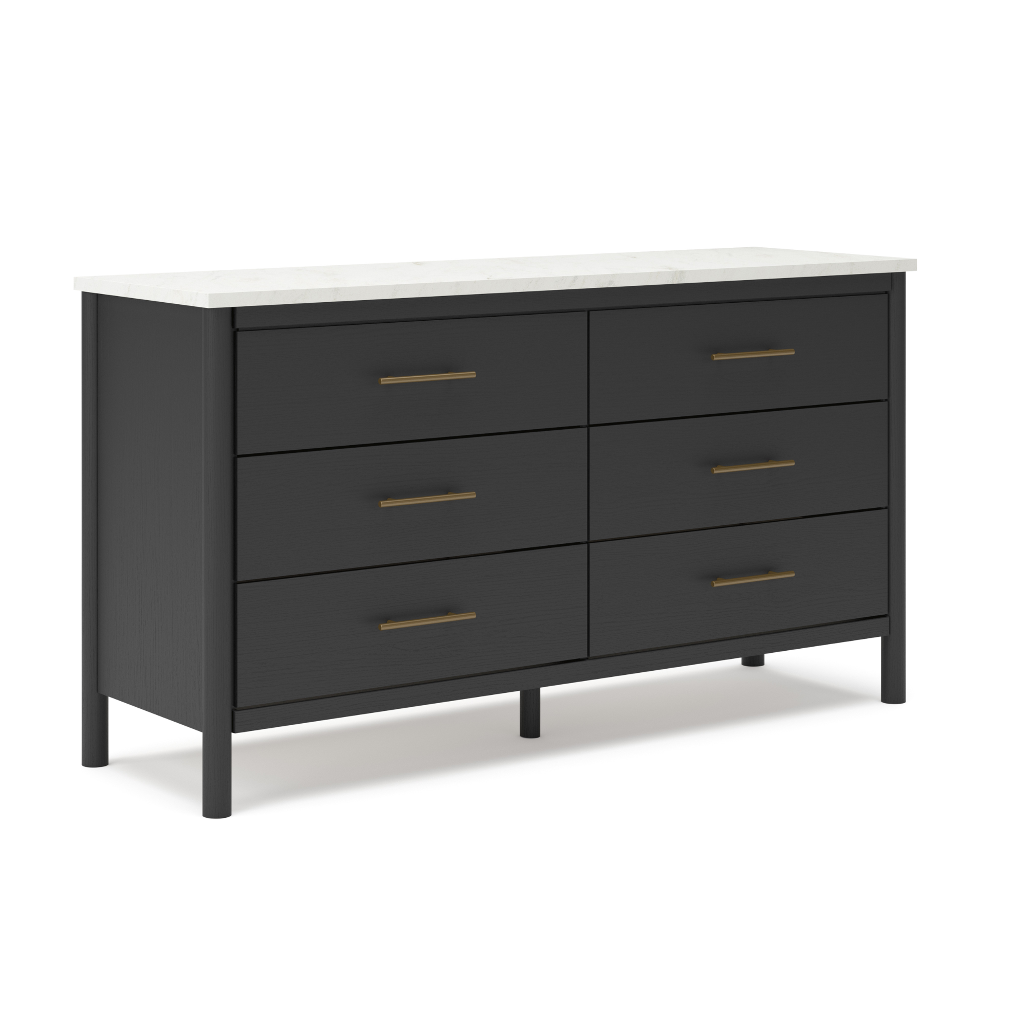 Black Cadmori dresser with matching mirror from Signature Ashley, featuring a sleek modern design and multiple storage drawers.