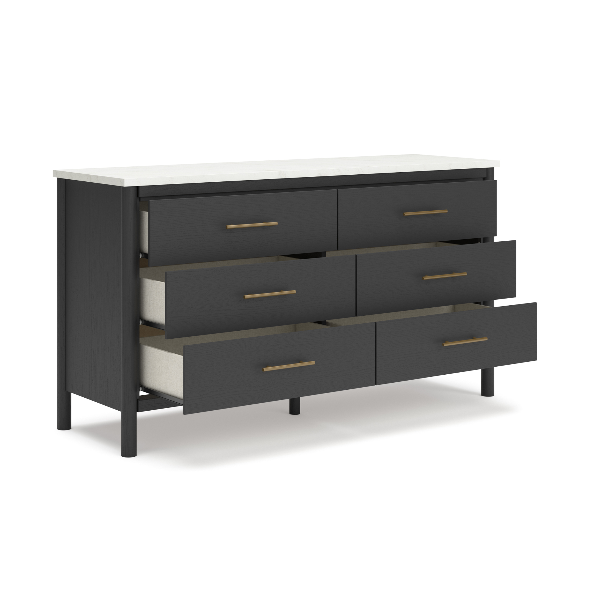 Black Cadmori dresser and mirror by Signature Ashley, featuring sleek modern design with clean lines and ample storage space.