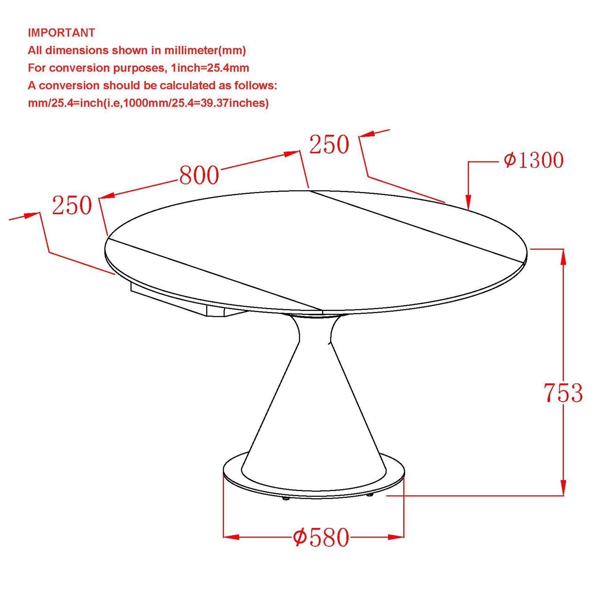 Calisto 51" Round Extension Dining Table Black