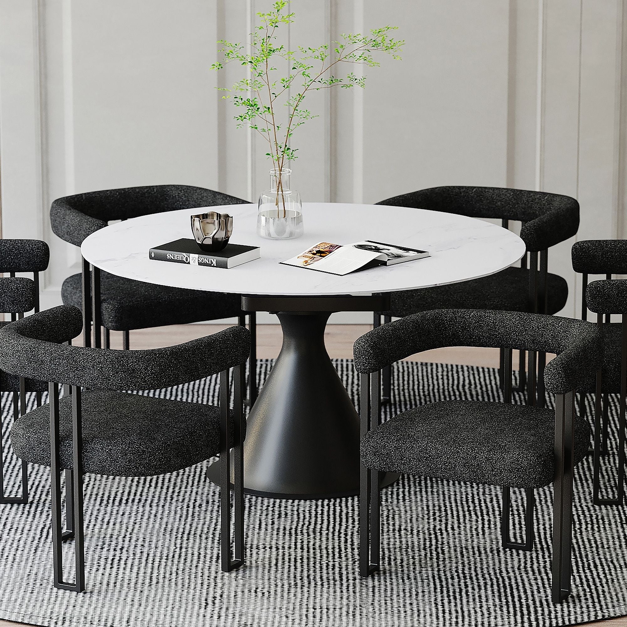 Calisto 51" Round Extension Dining Table White