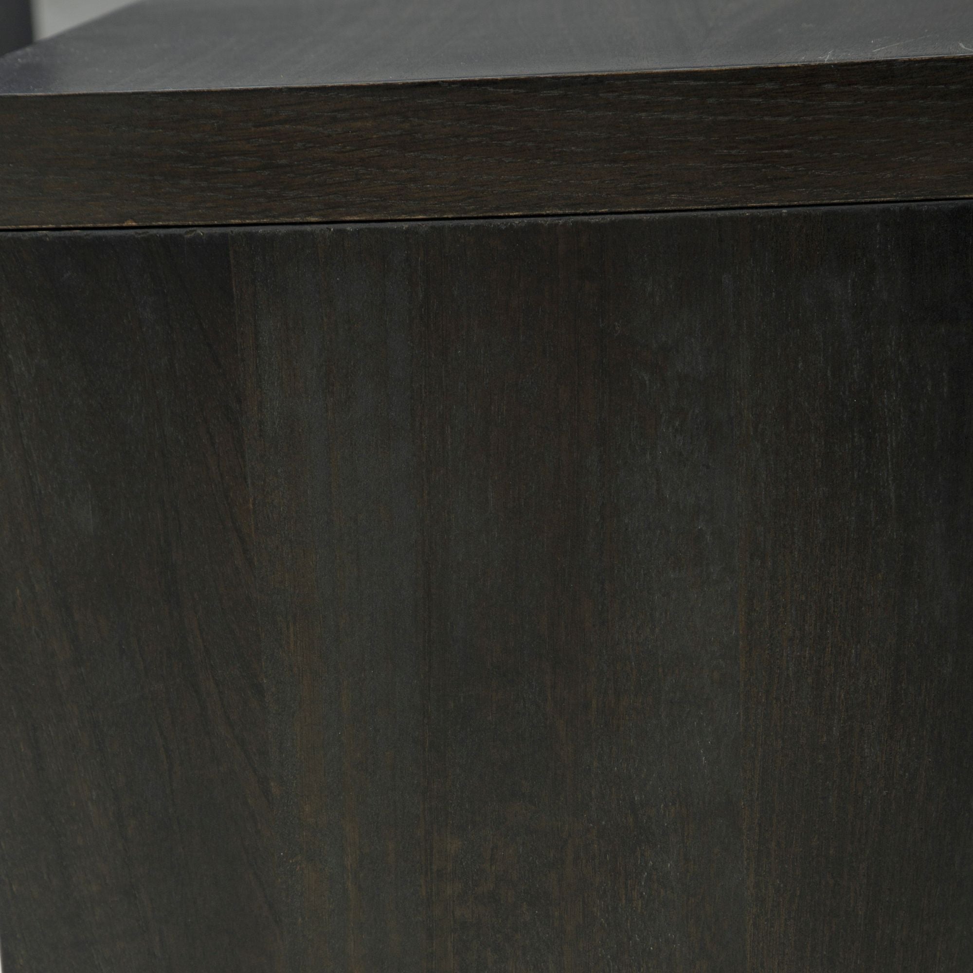Signature Design by Ashley Camlett console sofa table with a sleek wooden surface and modern metal legs.