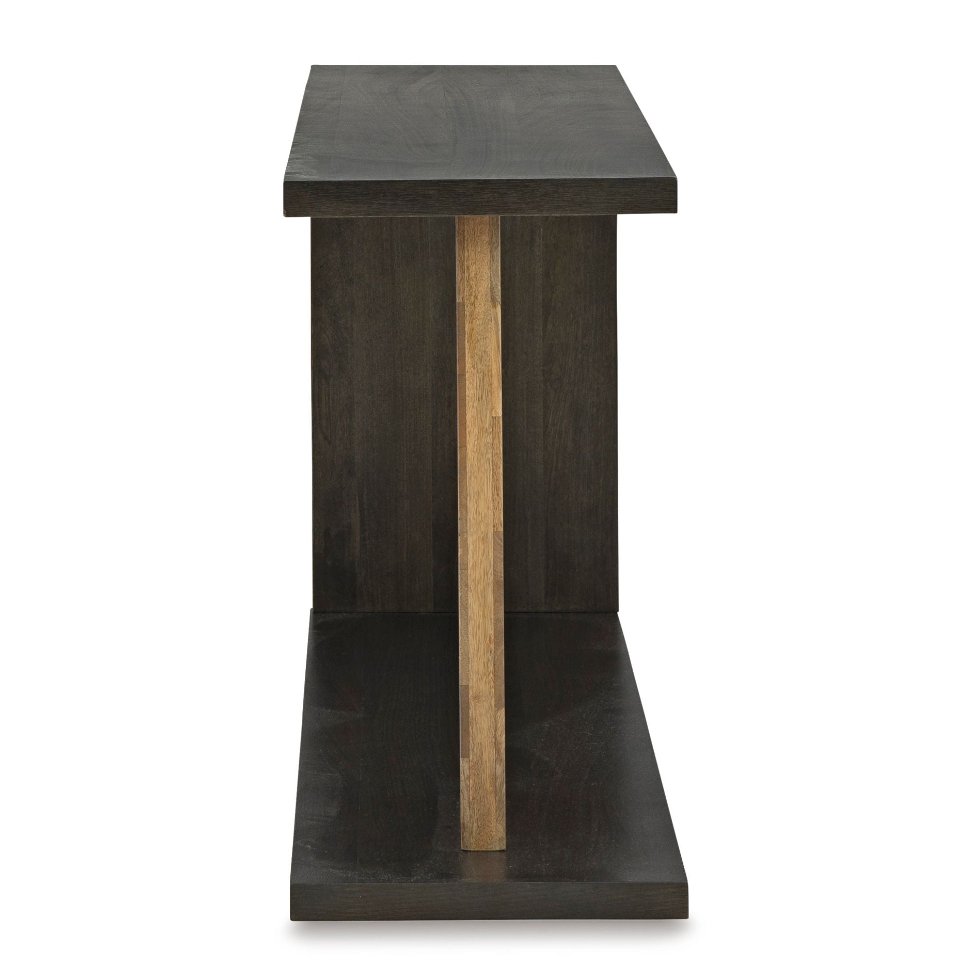 Signature Design by Ashley Camlett console sofa table with a sleek wooden top and metal legs, ideal for living room decor.