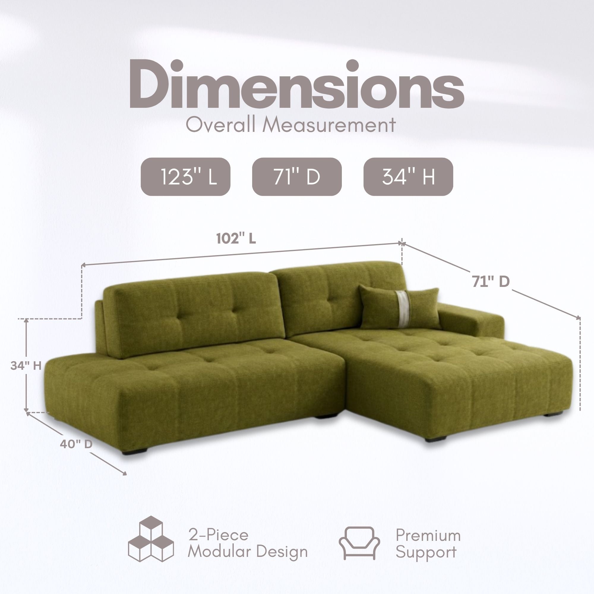 Canadian-made Arlo modern chaise sectional by Sofa by Fancy, showcasing sleek design and plush upholstery in a contemporary living room setting.
