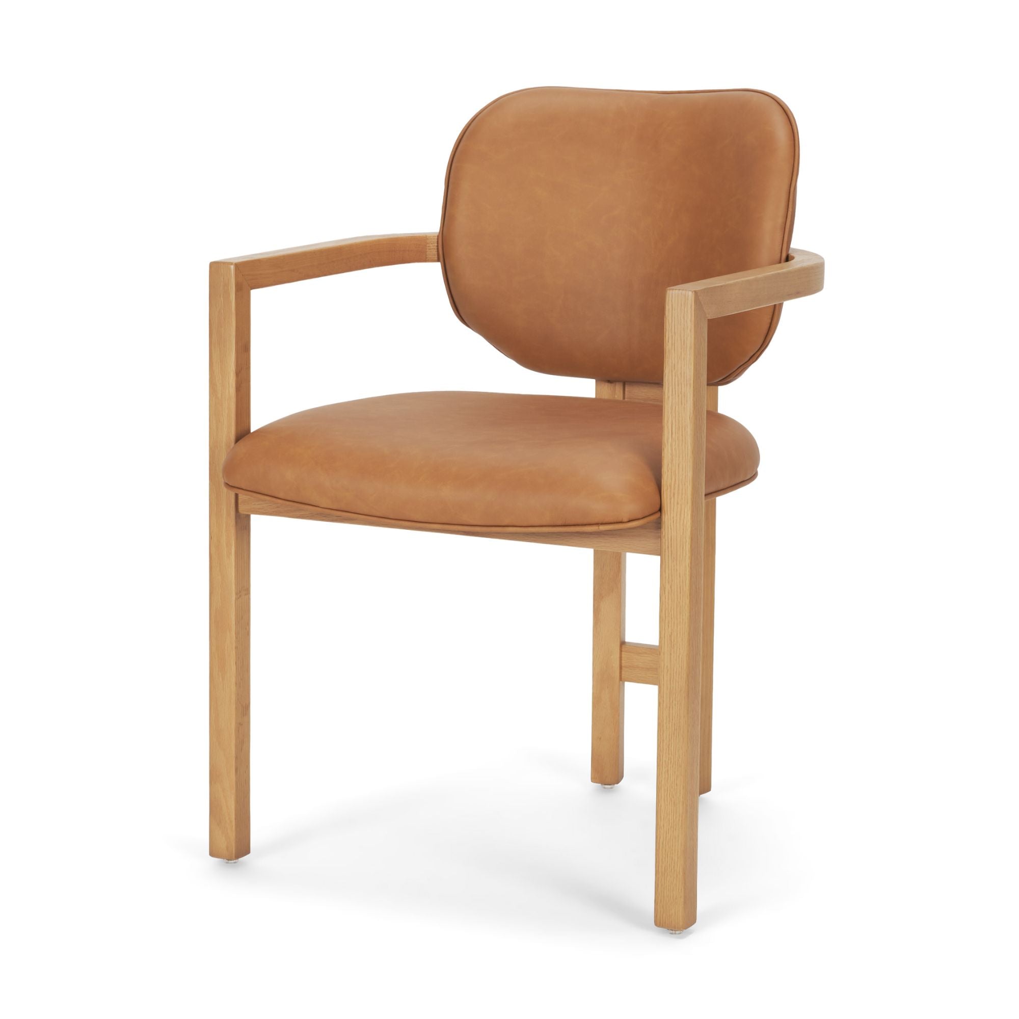 Mercana Carlisle Curved Back Leather Arm Dining Chair in Tan | CastleUp Experience Centre Online Furniture