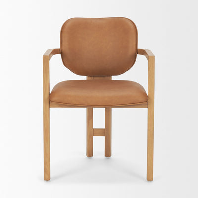 Mercana Carlisle Curved Back Leather Arm Dining Chair in Tan | CastleUp Experience Centre Online Furniture