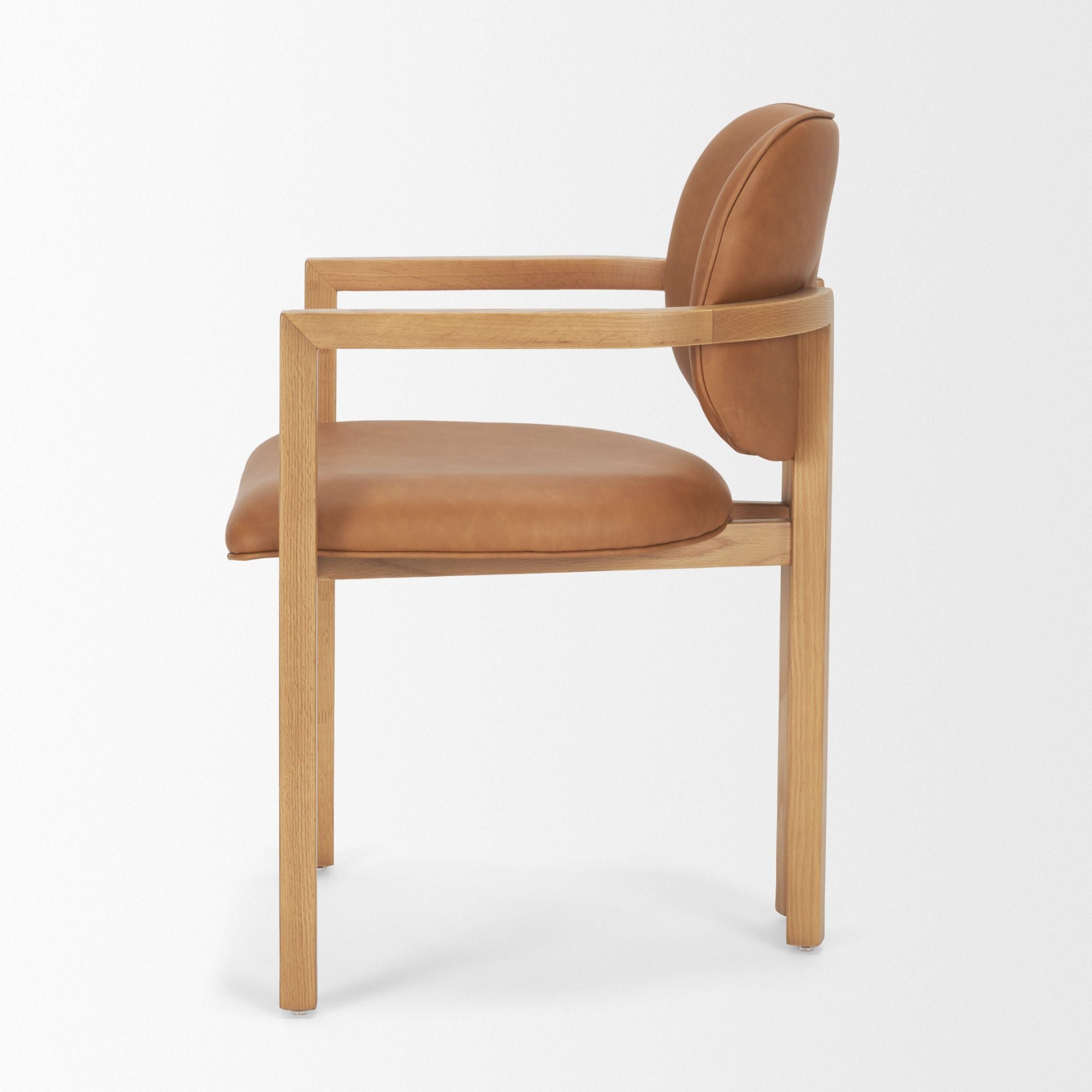 Mercana Carlisle Curved Back Leather Arm Dining Chair in Tan | CastleUp Experience Centre Online Furniture