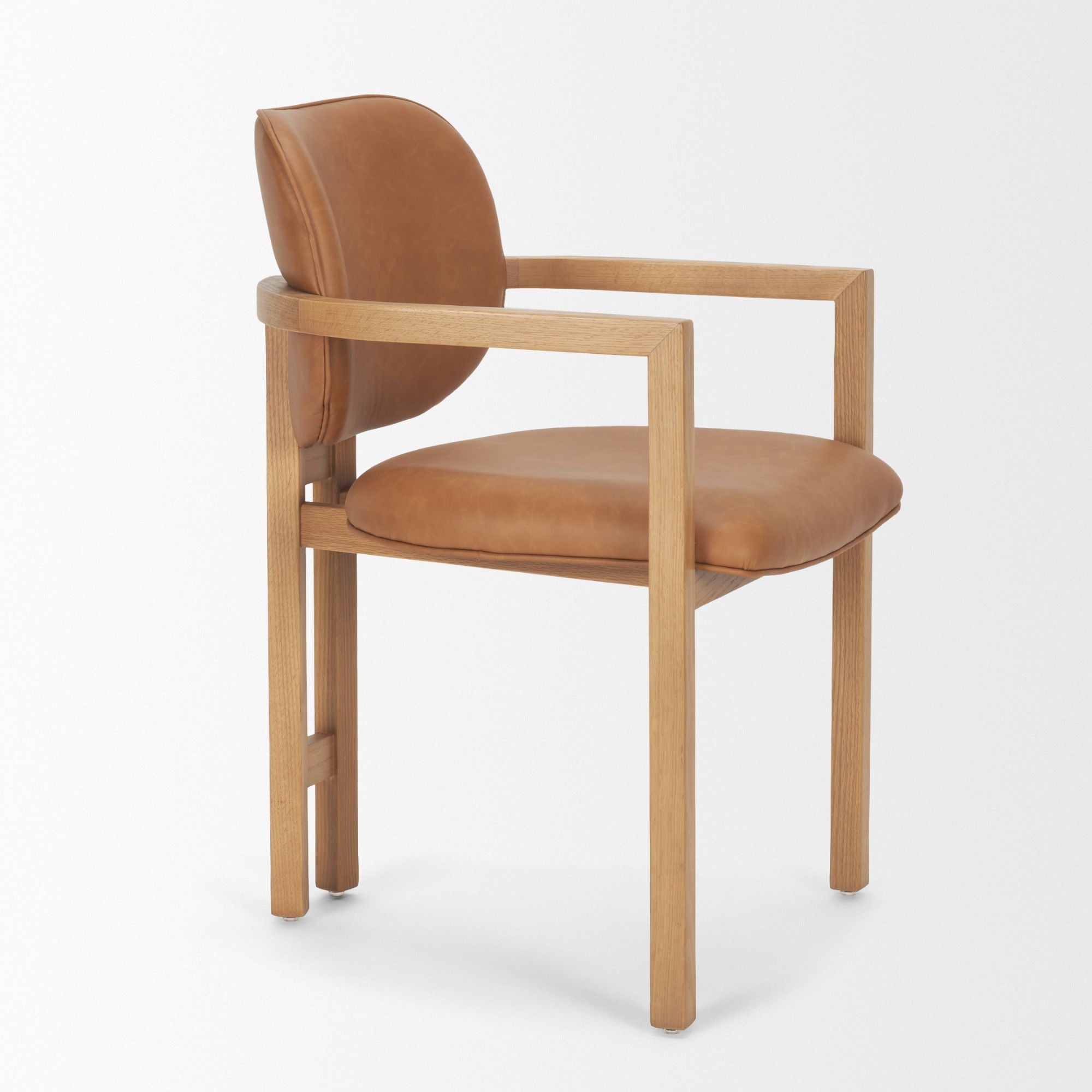 Mercana Carlisle Curved Back Leather Arm Dining Chair in Tan | CastleUp Experience Centre Online Furniture