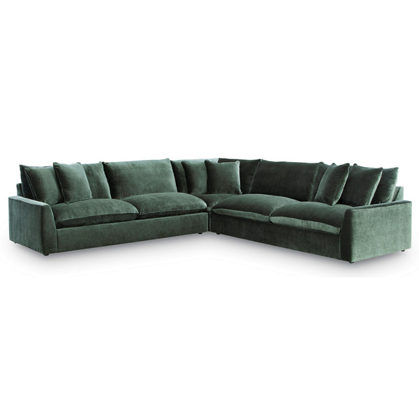 Signature Design by Ashley Carriage View 3-piece sectional in jade green upholstery