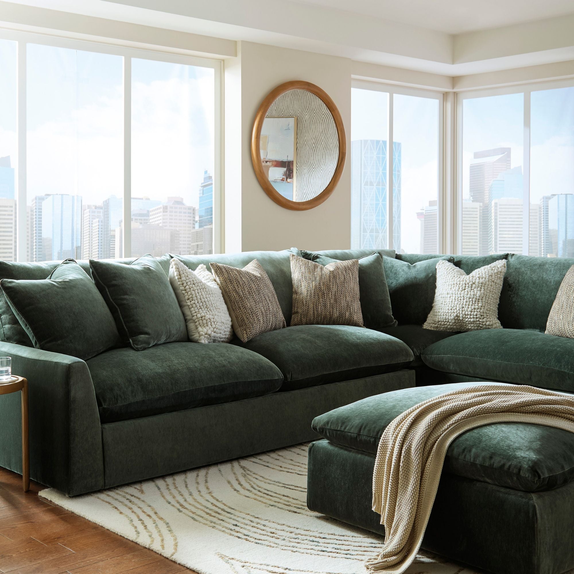 Jade green Signature Design by Ashley Carriage View 3-piece sectional sofa with chaise seating