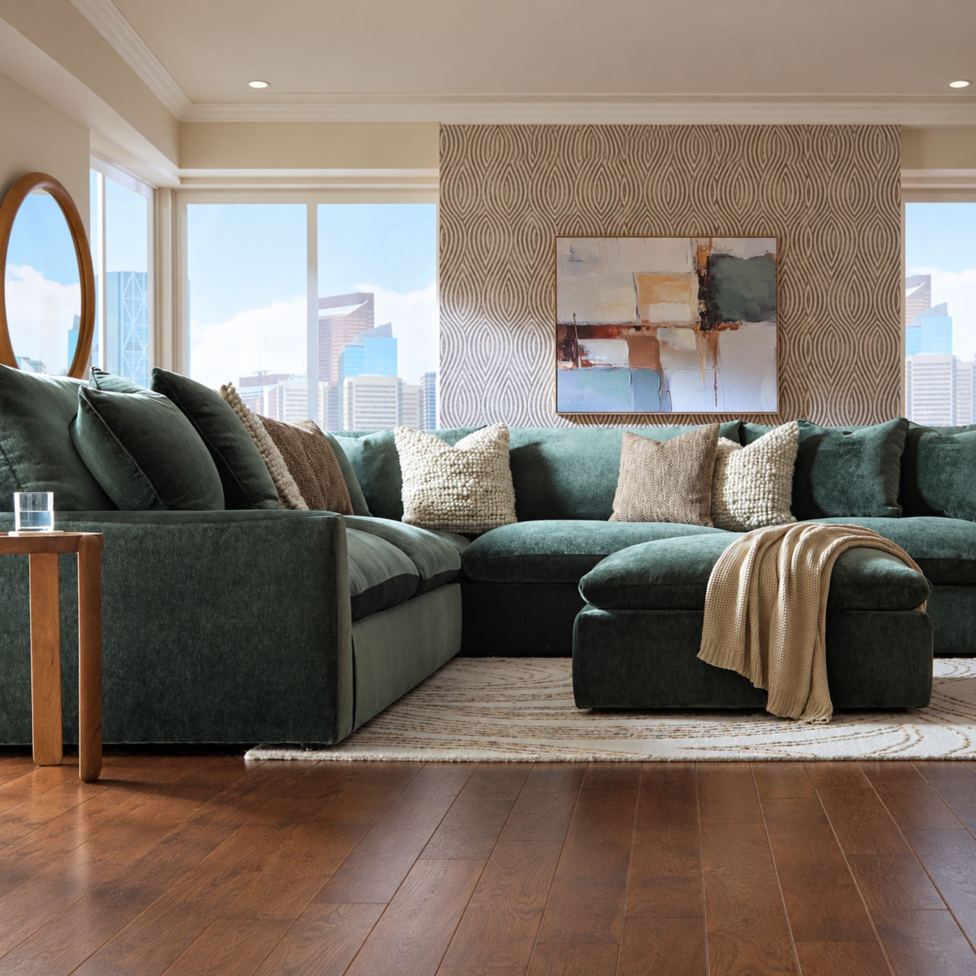 Jade green Signature Design by Ashley Carriage View 3-piece sectional sofa with chaise seating