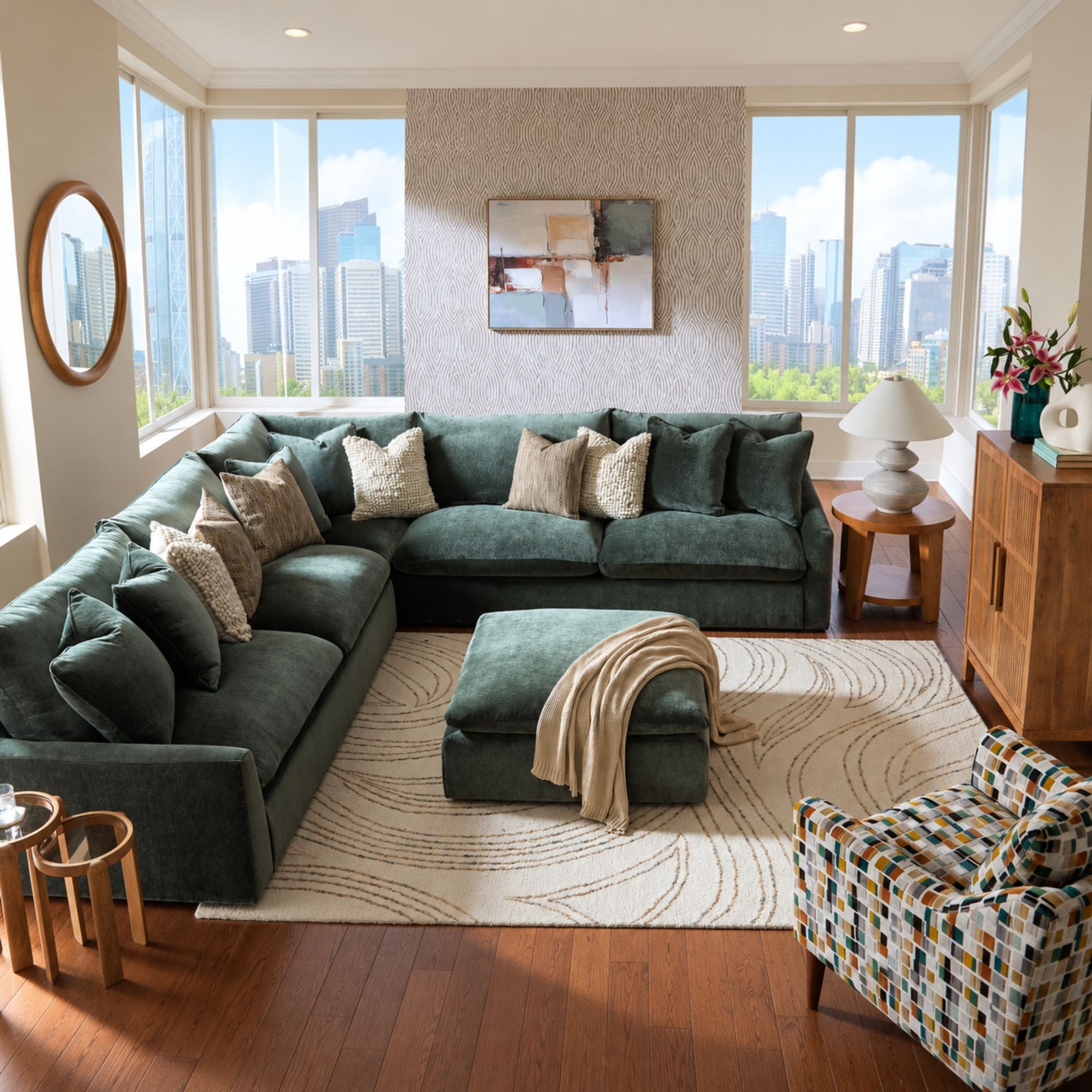 Jade green Signature Design by Ashley Carriage View 3-piece sectional sofa with chaise seating