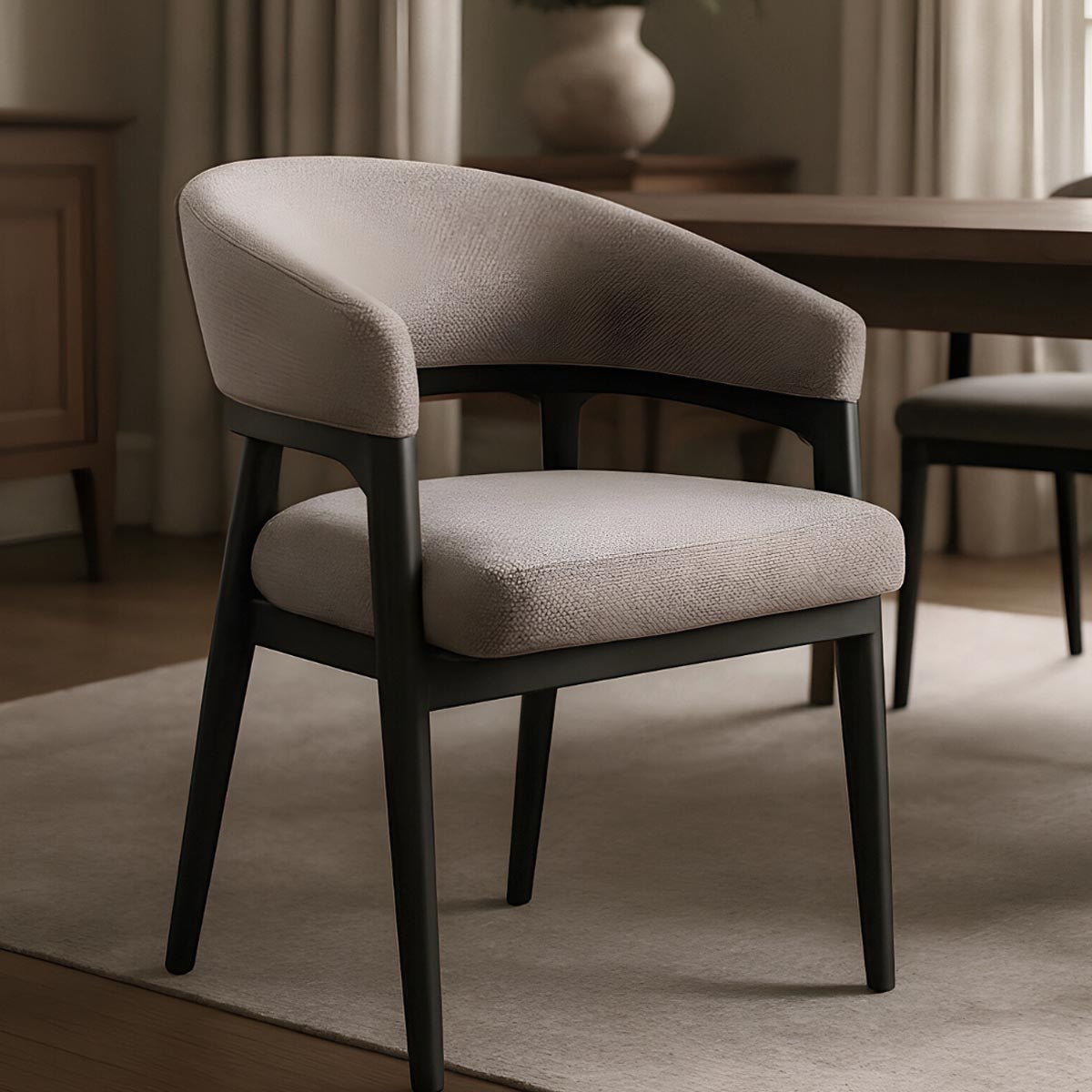 Xcella Chanler Dining Chair in a modern brown finish, featuring a sleek design and comfortable seating in a dining room setting.