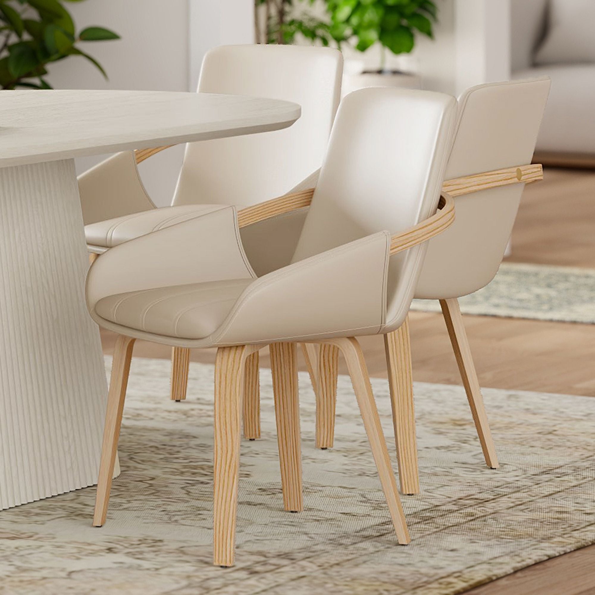 Caspian Mid-Century Modern Dining Chair in Sand (Set of 2)