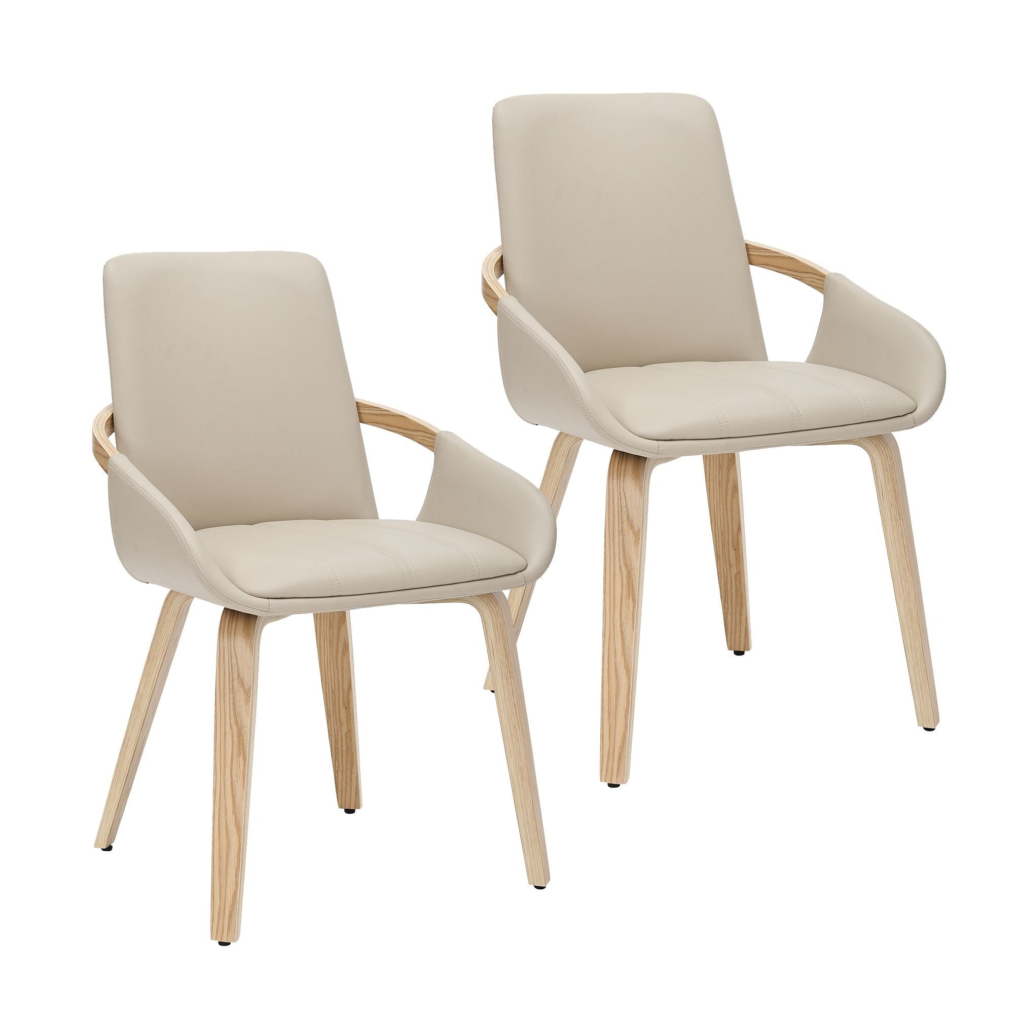 Caspian Mid-Century Modern Dining Chair in Sand (Set of 2)