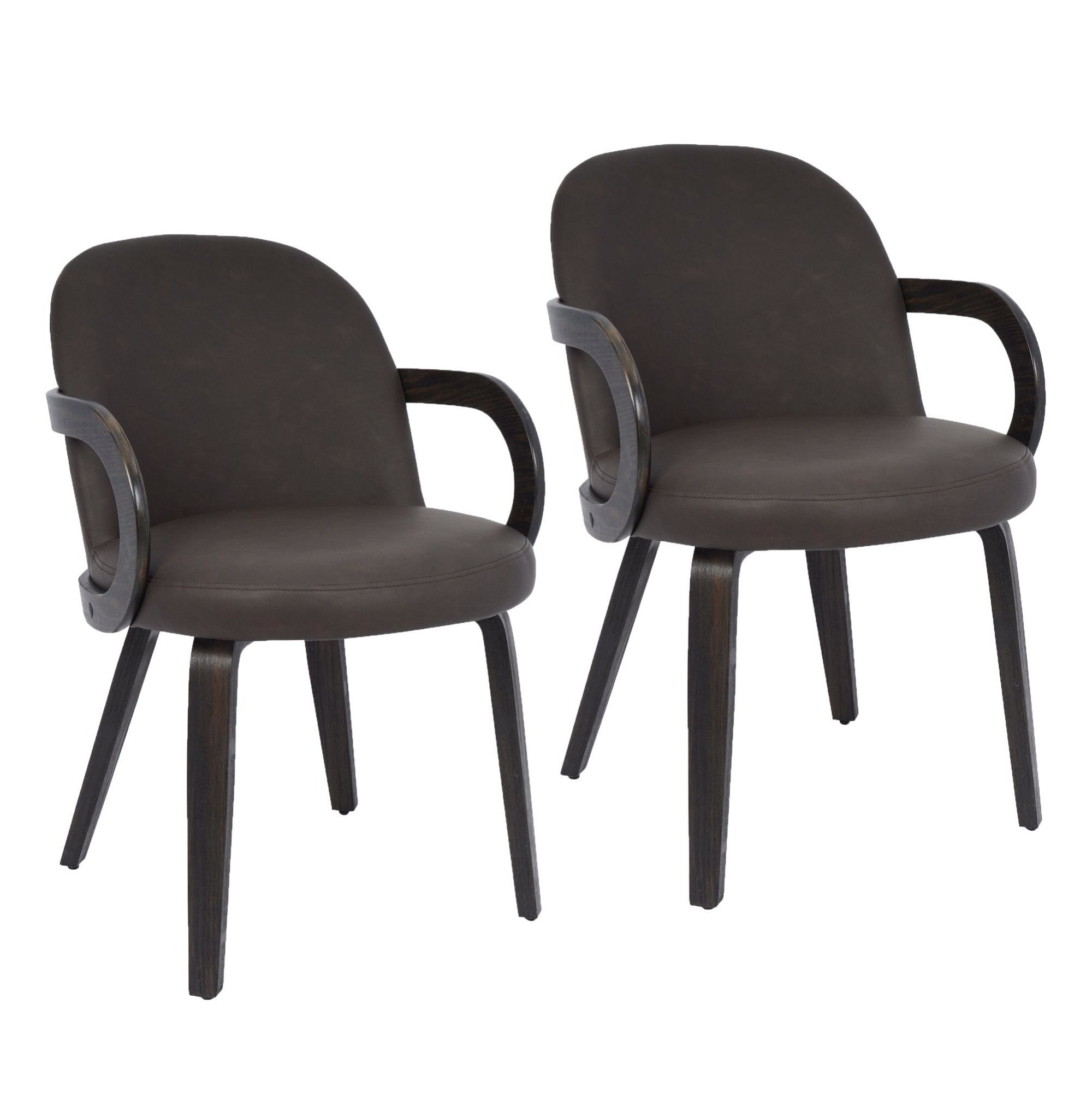 Celest Dining Chair in Brown and Dark Walnut (Set of 2)