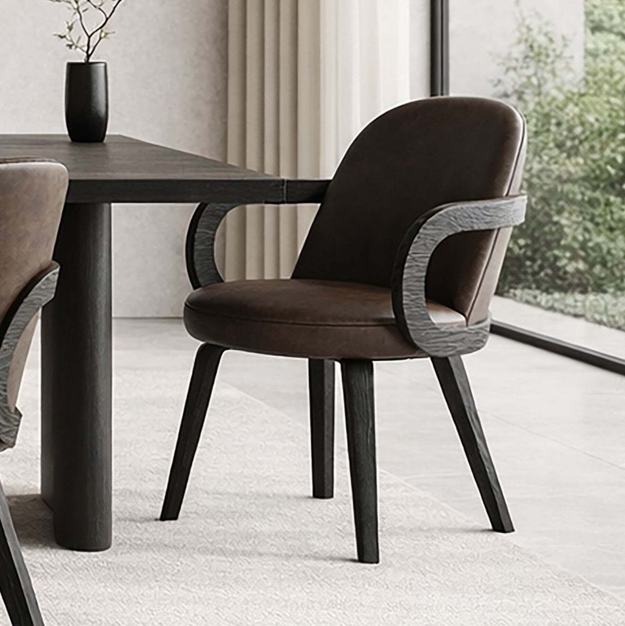 Celest Dining Chair in Brown and Dark Walnut (Set of 2)