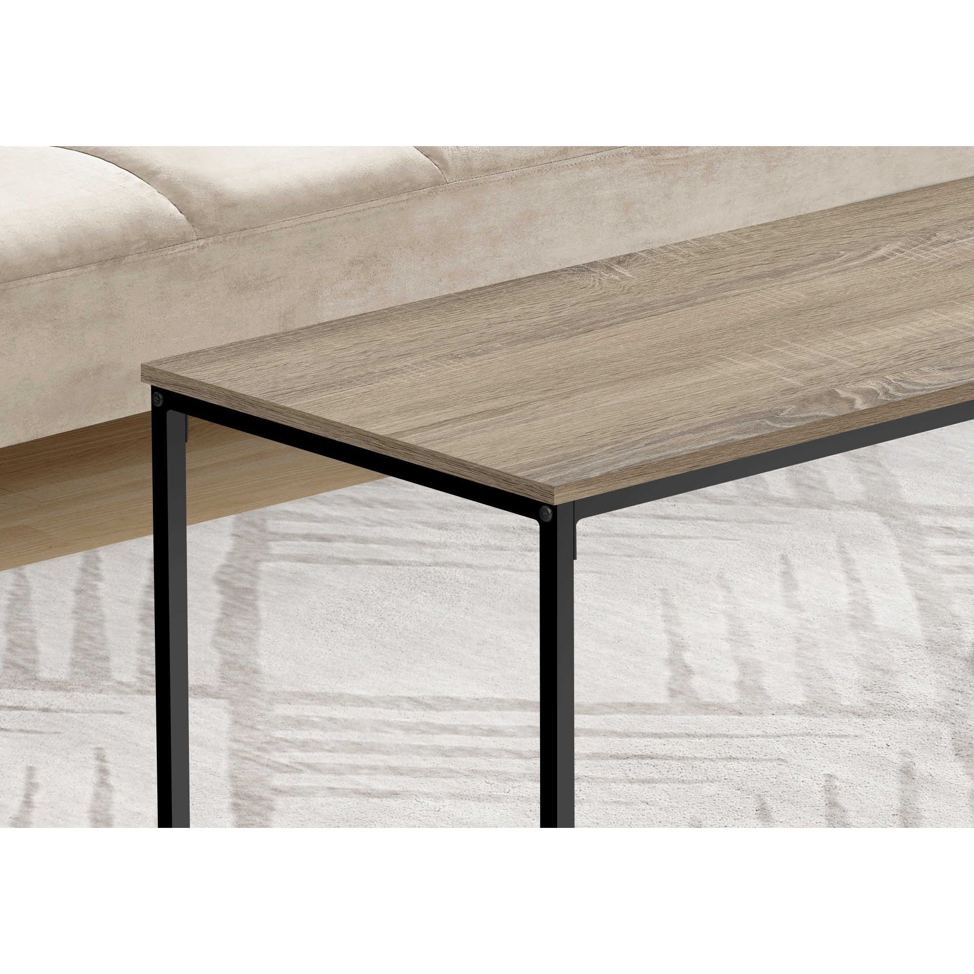 Dark taupe Cavaro coffee table by Monarch Specialties, showcasing a modern design with a sleek wood finish.